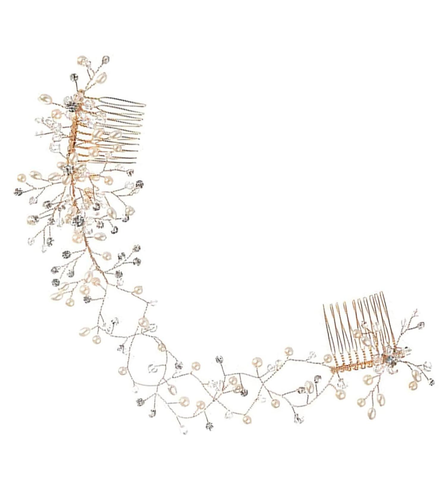 HAPINARY Crystal Double Hair Comb Rhinestones for Hair Wedding Hair Accessories Pearl Hair Comb Hair Bling Bridesmaid Hair Accessories Wedding Accessories Headgear Classic Alloy - Buy Online on GoSupps.com