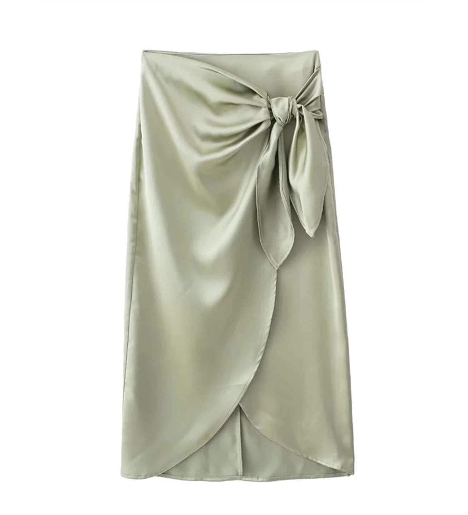 Buy Women's High Waist Satin Midi Skirt with Slit - Elegant Summer Split Skirt XS - Buy Online on GoSupps.com