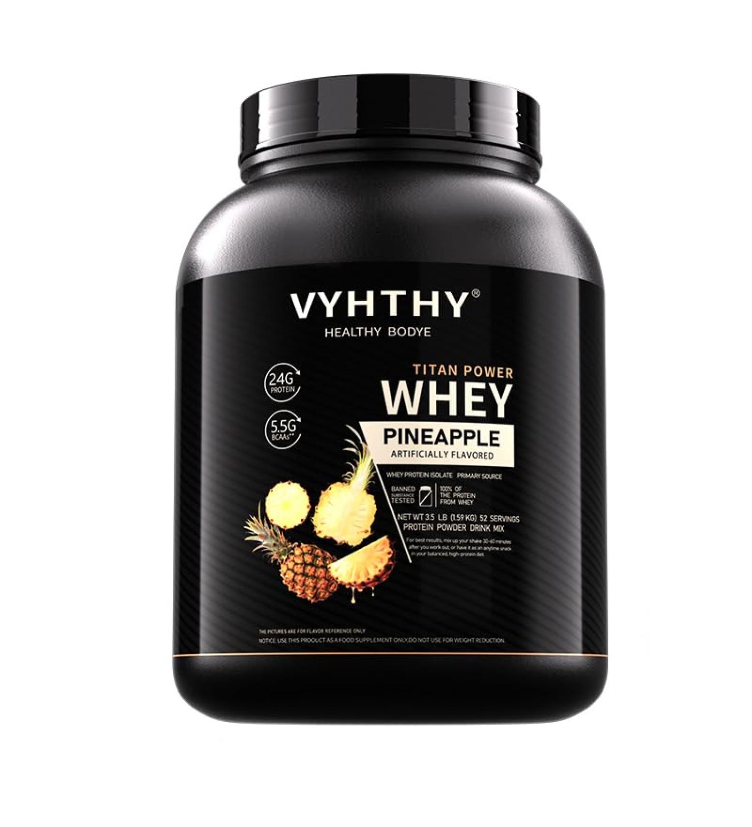VYHTHY Pineapple Flavored Whey Protein Powder 24g Protein per Serving Fast-Absorbing Concentrated whey Protein Low Sugar Gluten-Free Natural Flavor 3.5lbs(56oz) - Buy Online on GoSupps.com