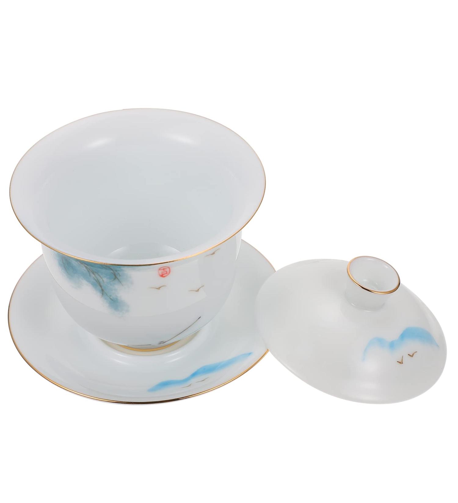 MAGICLULU Porcelain Teacup 1 Set Tea Bowl Home Decor Vintage Decor Traditional Chinese Tea Ware Ceramic Teapot Household Saucer - Buy Online on GoSupps.com