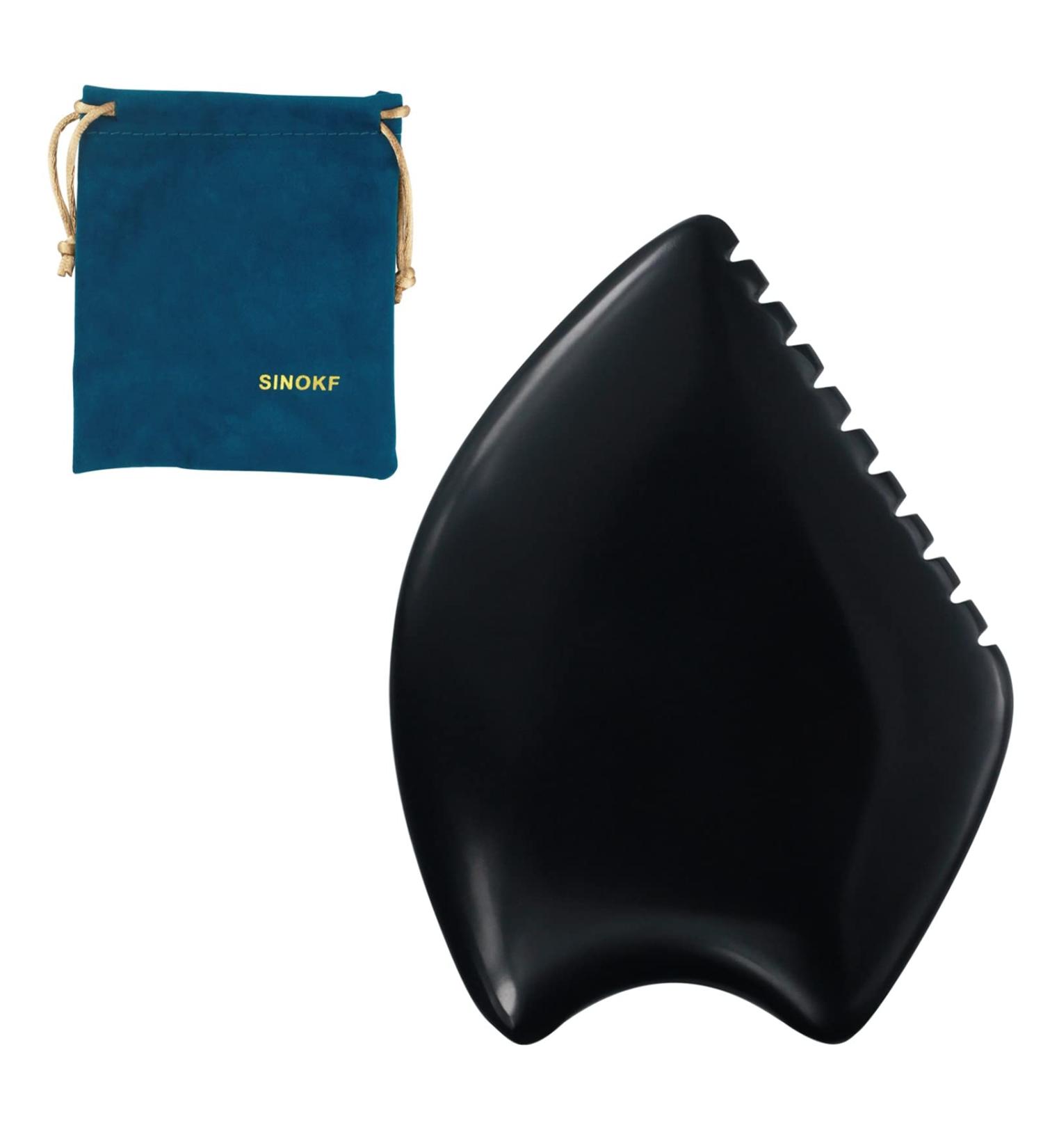 Gua Sha Massage Tool - Natural Black Stone Scraping Board for Facial Skin Care & Massager | Shop Internationally - Buy Online on GoSupps.com