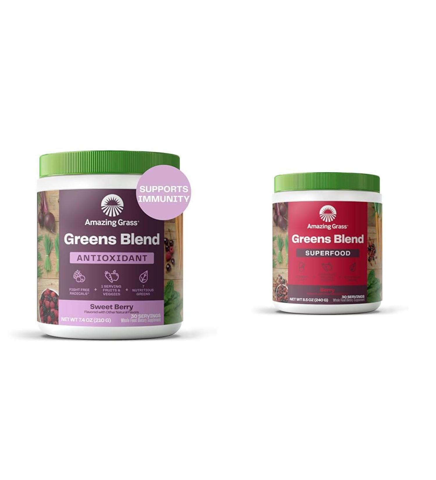 Amazing Grass Greens Blend Antioxidant: Super Greens Powder Smoothie Mix with Organic Spirulina & Greens Blend Superfood: Super Greens Powder Smoothie Mix with Organic Spirulina - Buy Online on GoSupps.com