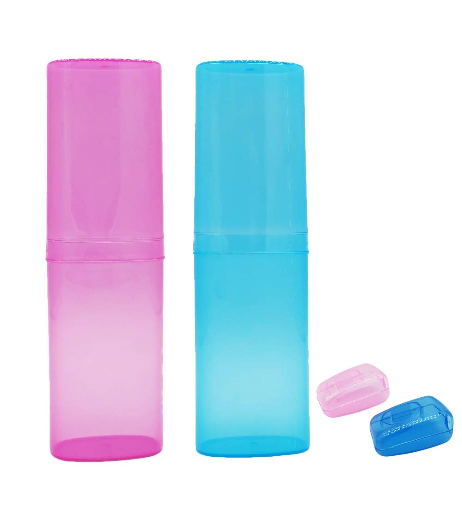 Eqlef Toothbrush Storage Box - 2 Toothbrush & Toothpaste Holder with 2 Head Covers for Travel & Camping - Stylish & Durable Plastic Case - Buy Online on GoSupps.com
