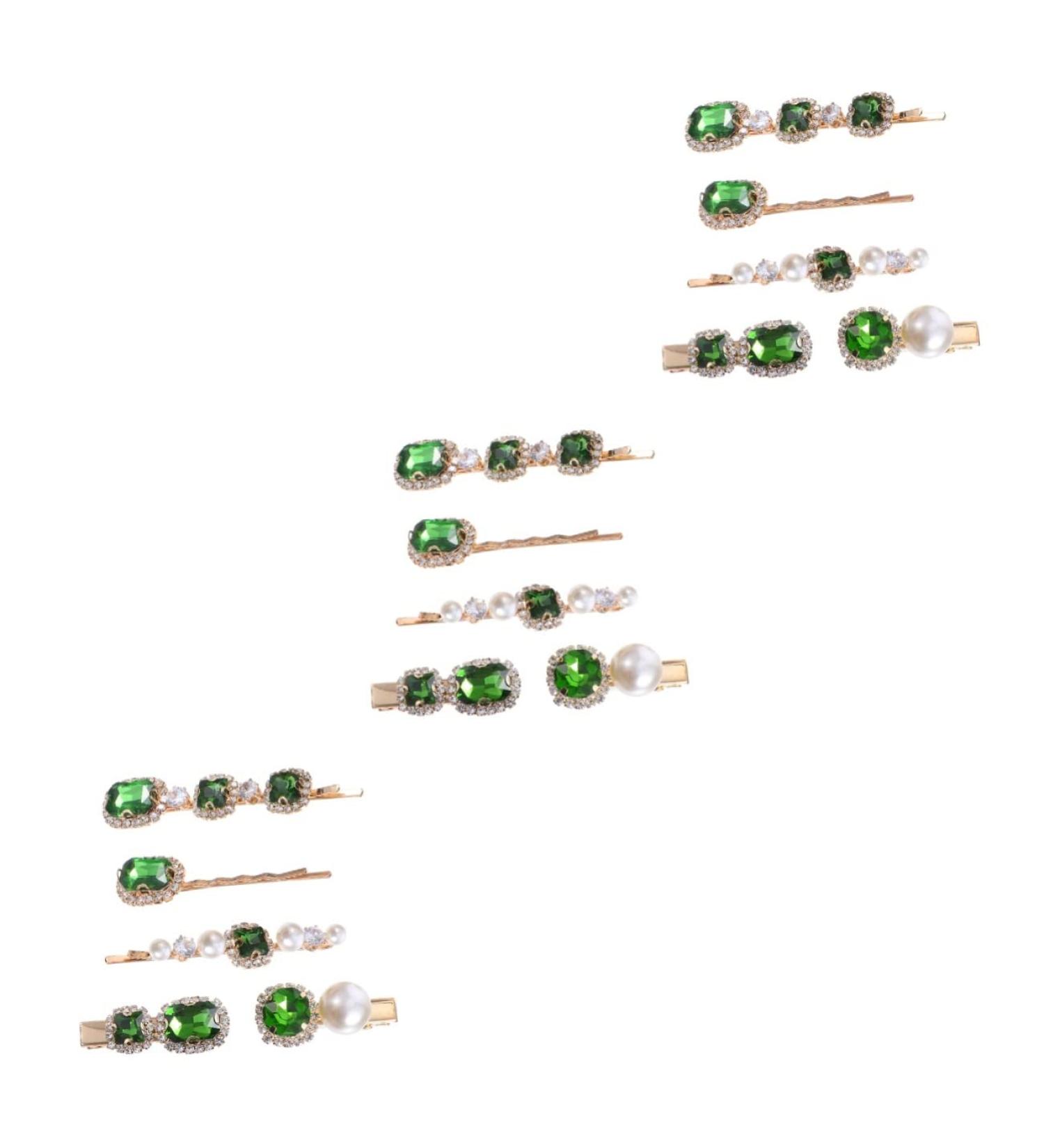 Healeved 3 Sets Crystal Pearl Hair Clip Bridal Hairpins Headdress Girl Hair Barrette Bridal Hair Clip Green Rhinestones Alligator Hair Clips Hair Pin Women Hair Accessories Alloy - Buy Online on GoSupps.com