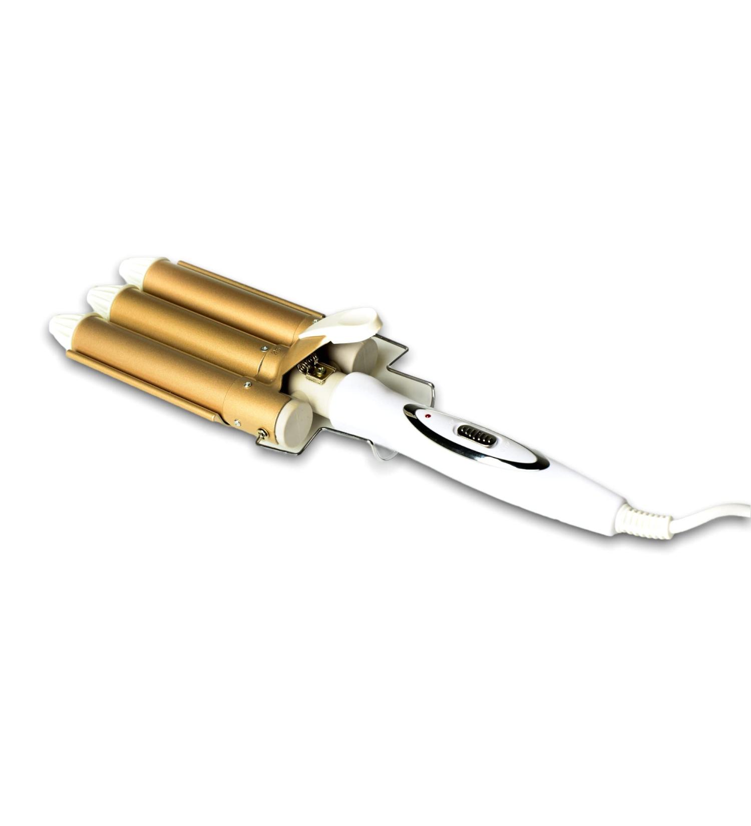 HM Hair And Beauty 3 Barrel Hair Curling Iron - 22 MM Tourmaline Ceramic Coated Hair Curler - Easy to Use for Any Style of Hair - Great For Small To Medium Curls - Buy Online on GoSupps.com