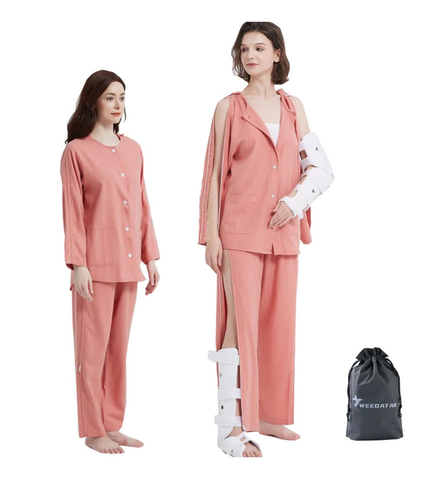 Shop WEEOATAR Patient Clothes - Comfortable Post-Op & Bedridden Clothing for Seniors | Zippered Pajamas & Disability Wear in Red XL - Buy Online on GoSupps.com