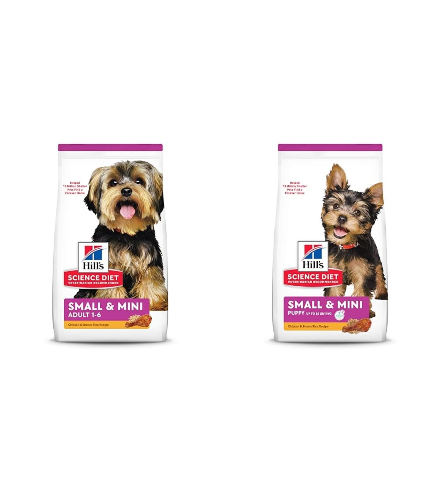 Hill's Science Diet Adult Small & Mini Chicken & Brown Rice Recipe Dry Dog Food 15.5 lb bag & Puppy Small & Mini Chicken Meal & Brown Rice Recipe Dry Dog Food 4.5 lb bag - Buy Online on GoSupps.com