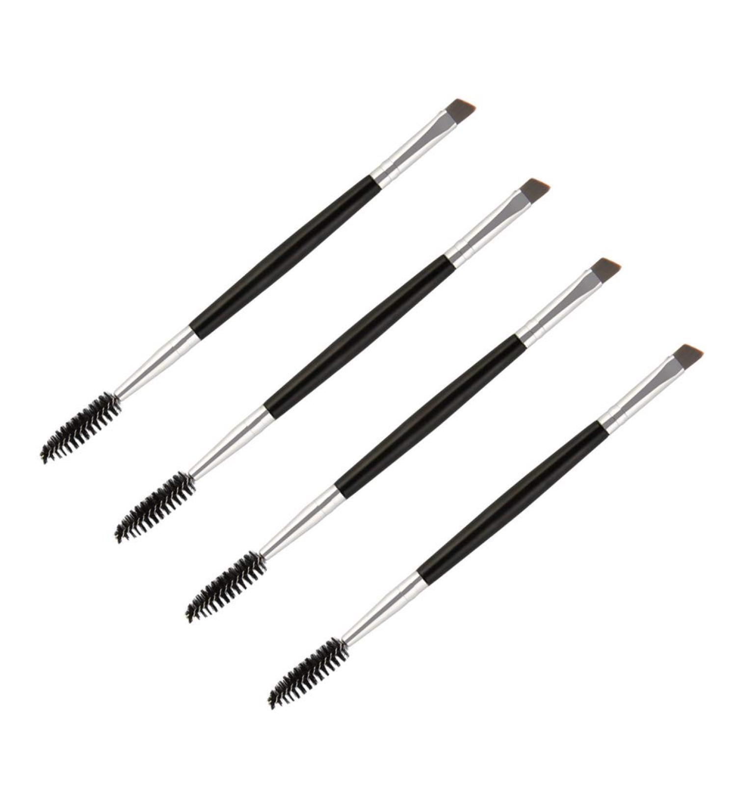 4-Piece Black Double-Head Eyebrow Brush Set | Multi-Functional Spoolie & Comb for Perfect Eyebrow Tinting - International Shipping Available - Buy Online on GoSupps.com