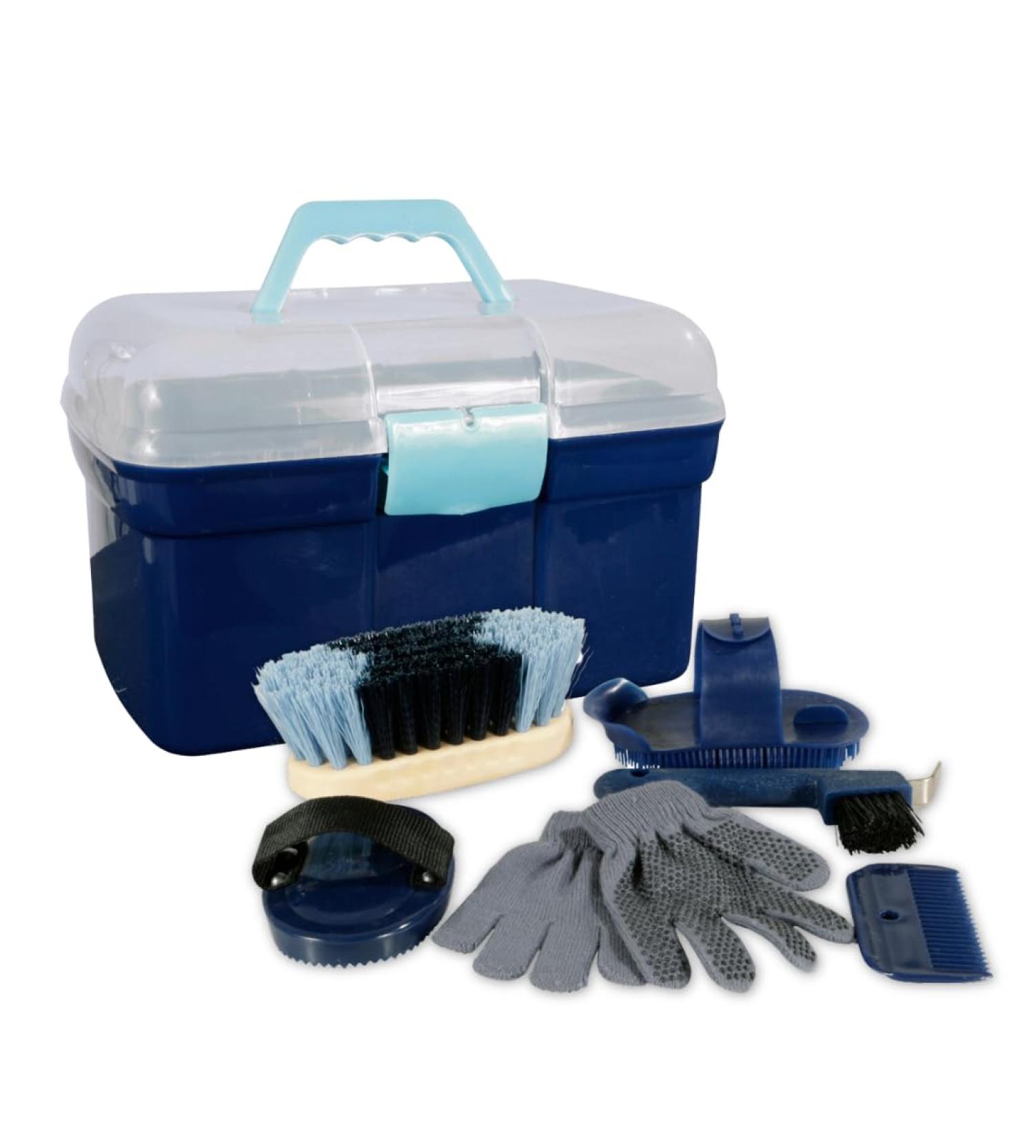 PFIFF 100576 Children's Grooming Box - 6-Piece Horse Care Kit in Blue | International Shipping Available - Buy Online on GoSupps.com
