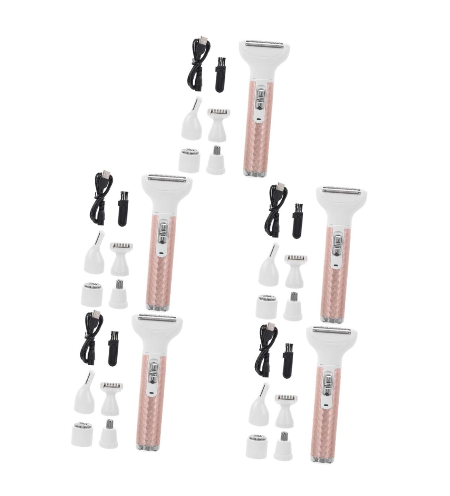 Minkissy 5 Sets Women's Electric Shaver - 5-in-1 Painless Hair Trimmer & Epilator for Underarms Face & More | Durable Aluminum & Stainless Steel Blades - Buy Online on GoSupps.com