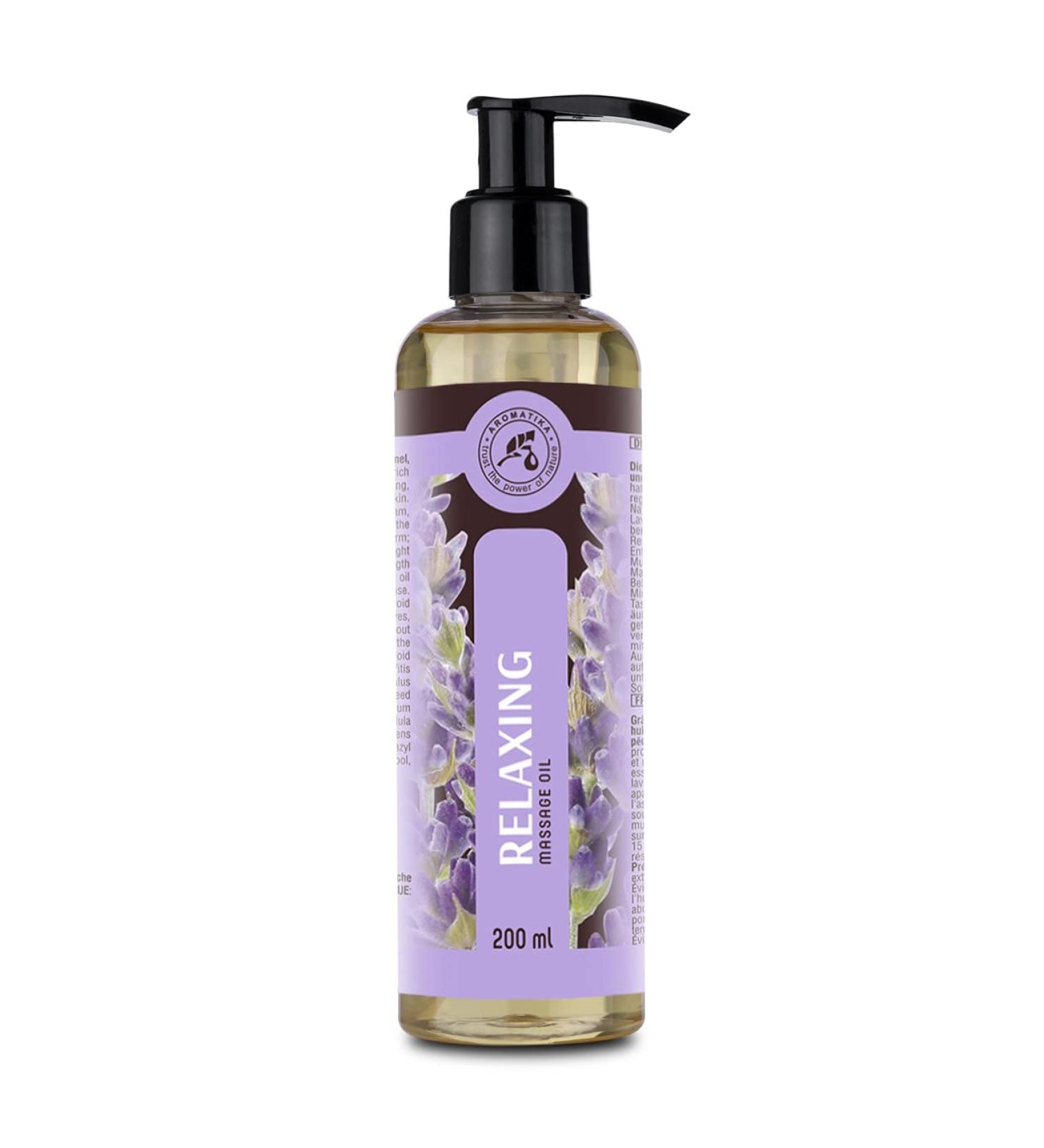 Relaxing Lavender Massage Oil 200ml | Soothing Natural Cosmetics for Sleep & Wellness | Light Aroma & Beautiful Fragrance - Buy Online on GoSupps.com