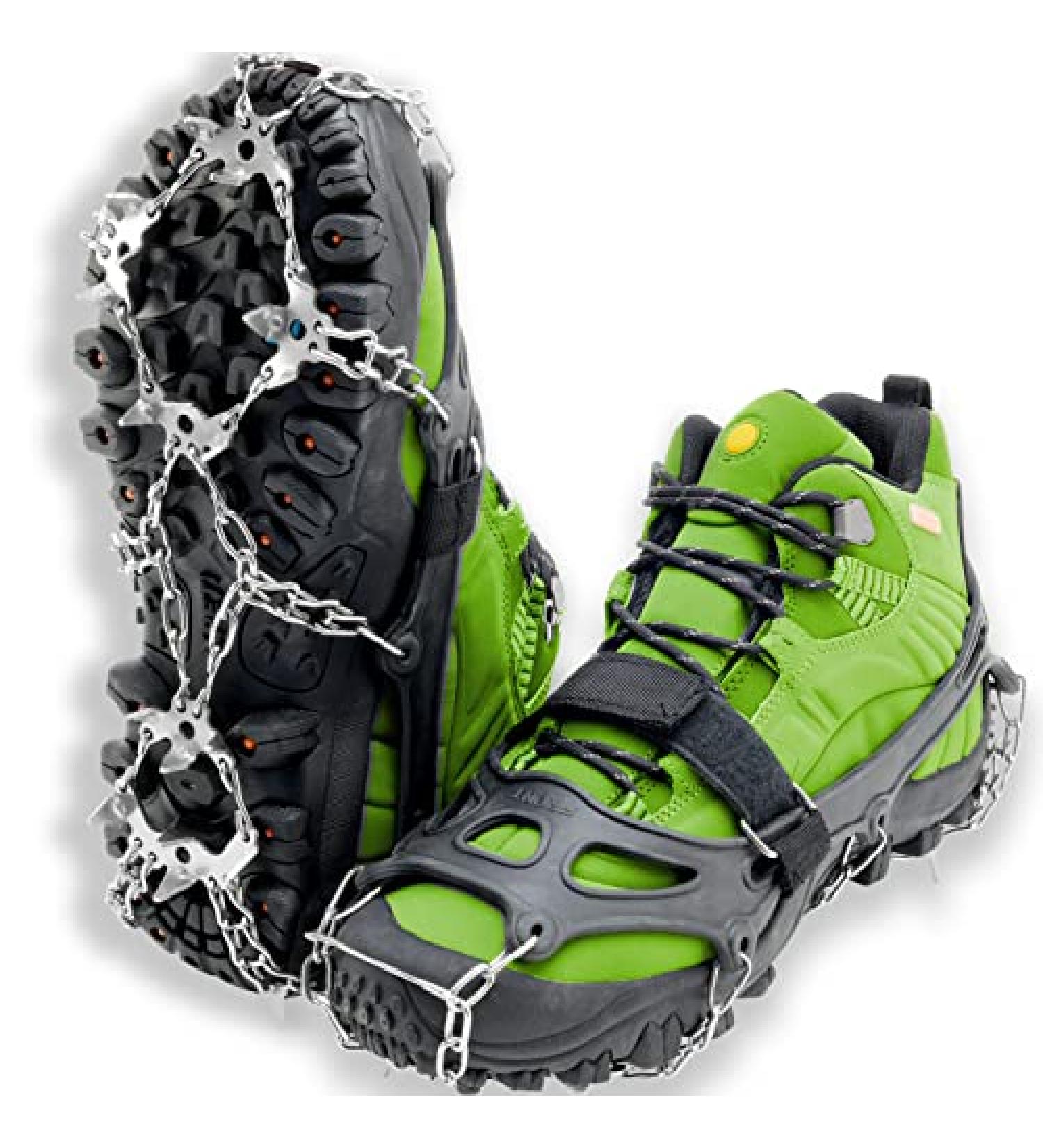 Crampons for Hiking Boots - 19 Non-Slip Spikes for Men and Women - Ice Cleats for Shoes and Boots  Best for Traction on Snow and Ice - Snow Grips Large