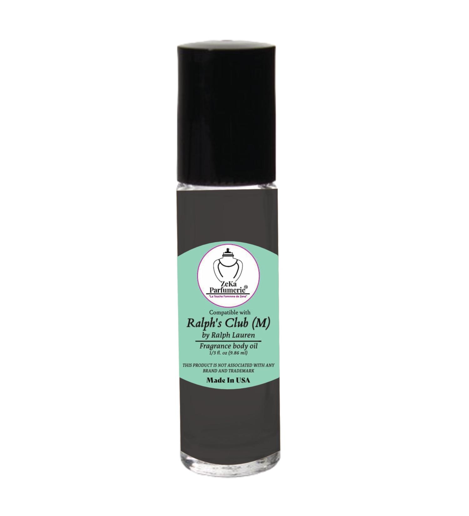 ZEKA PARFUMERIE Compare to Aroma Compatible with Ralph's Club by R. Lauren Fragrance Body Oil on 1/3 oz (9.86ml) Travel Size Roll-On Botlle