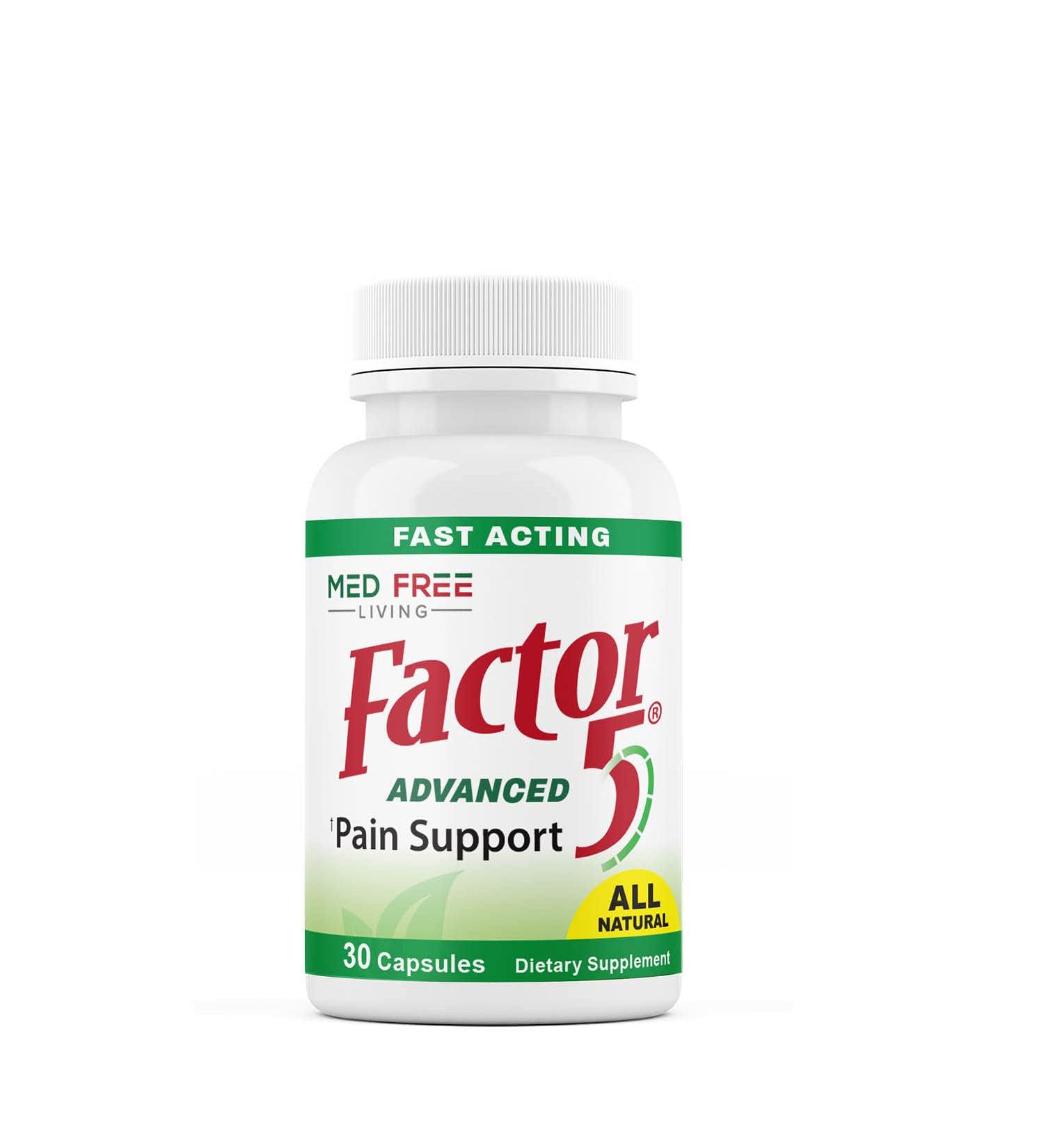 Factor 5 Advanced Pain Support Supplement - Fast Relief for Joint and Muscle Pain - 30 Veggie Capsules - Buy Online on GoSupps.com