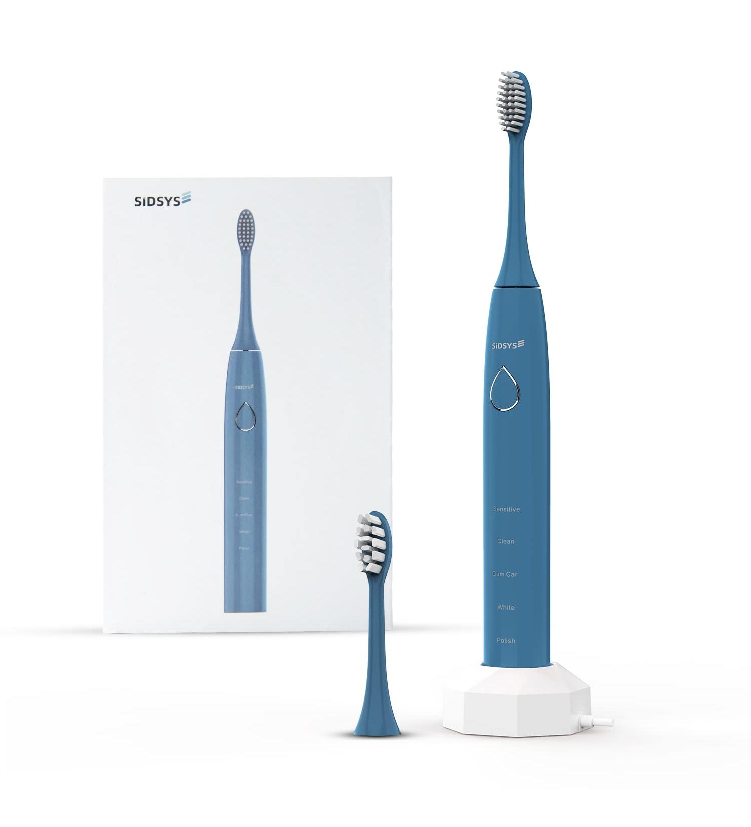 SIDSYS Electric Toothbrush | Ultrasonic Whitening Toothbrush with 15 Modes & Timer | Wireless Charging | IPX7 Waterproof | Blue - Buy Online on GoSupps.com