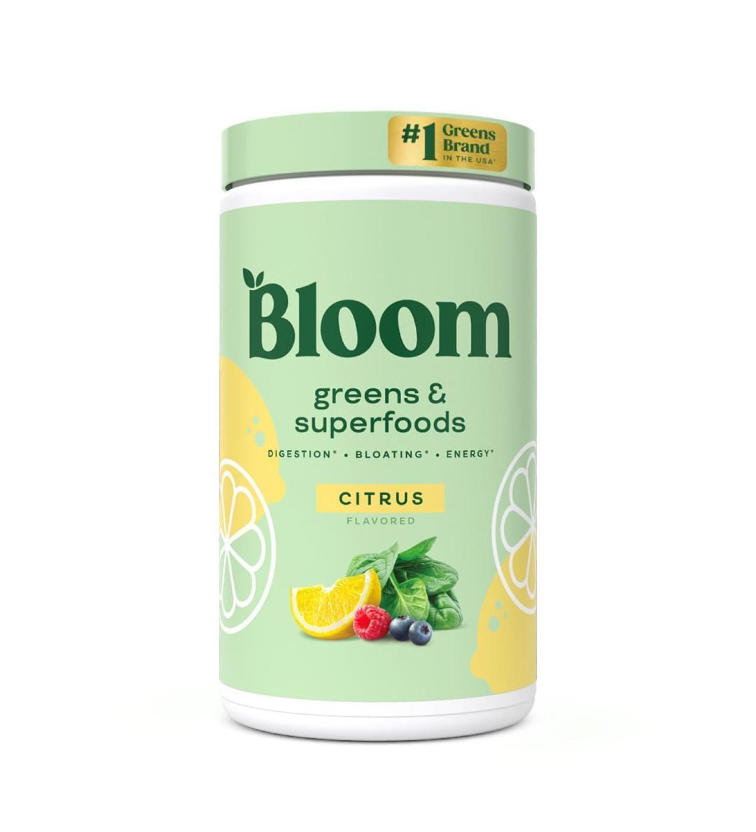 Bloom Nutrition Super Greens Powder Smoothie & Juice Mix - Probiotics for Digestive Health & Bloating Relief Digestive Enzymes with Superfoods Spirulina & Chlorella for Gut Health (Citrus) - Buy Online on GoSupps.com