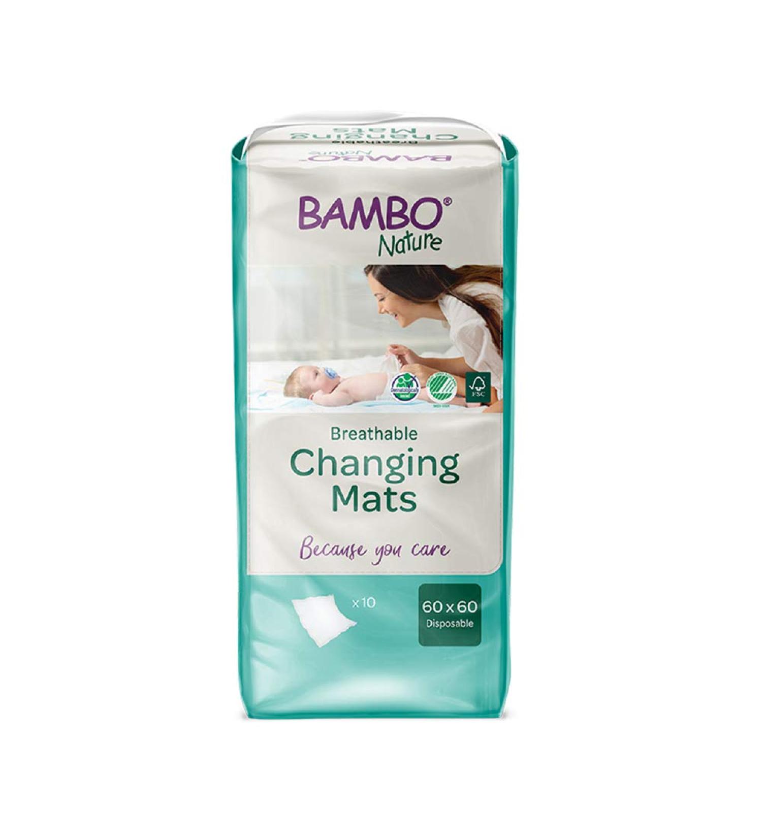 Bambo Baby Changing Mat Eco-Friendly Disposable Changing Mats Extra Soft For Comfort Ultra-Absorbent Disposable Changing Mats Leakage Protection Sustainably Sourced Changing Mats - 60x60cm 10PK 60 x 60cm - Buy Online on GoSupps.com