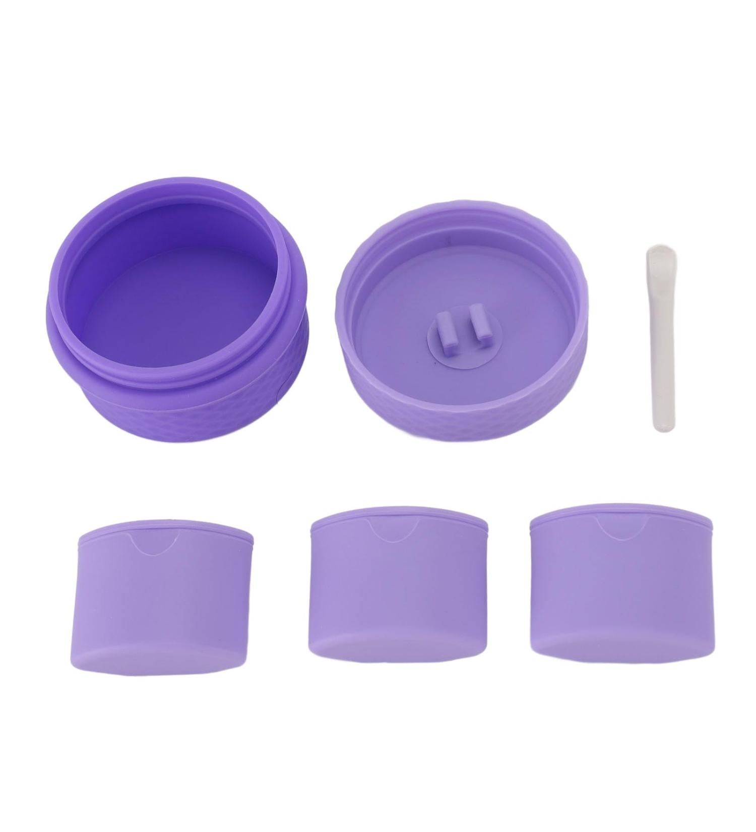 Travel Silicone Makeup Containers Trinkets Pills Silicone Cream Jars with Spoon Leakproof Portable for Outdoor (Purple) - Buy Online on GoSupps.com