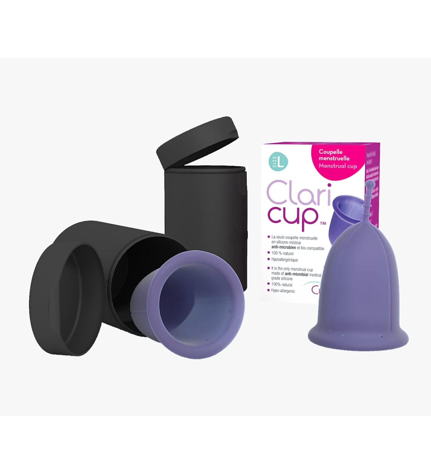 Claricup Menstrual Cup - Medical Antimicrobial Silicone Size 2 | Includes Transport & Disinfection Box - International Shipping Available - Buy Online on GoSupps.com