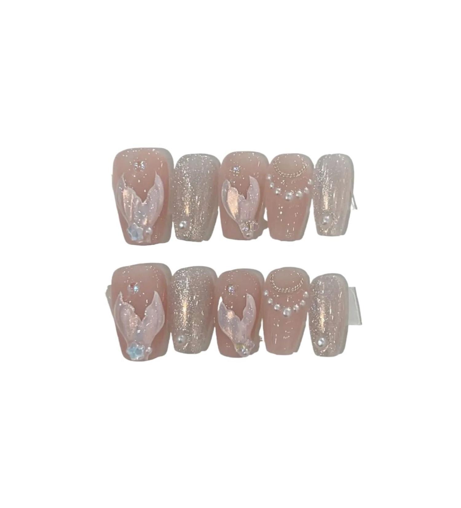 LuGema Handmade acrylic pink blush wearable false nails with glue full cover short press on nails lovely girls Nail enhancement (Color : 11 Size : Xs) - Buy Online on GoSupps.com