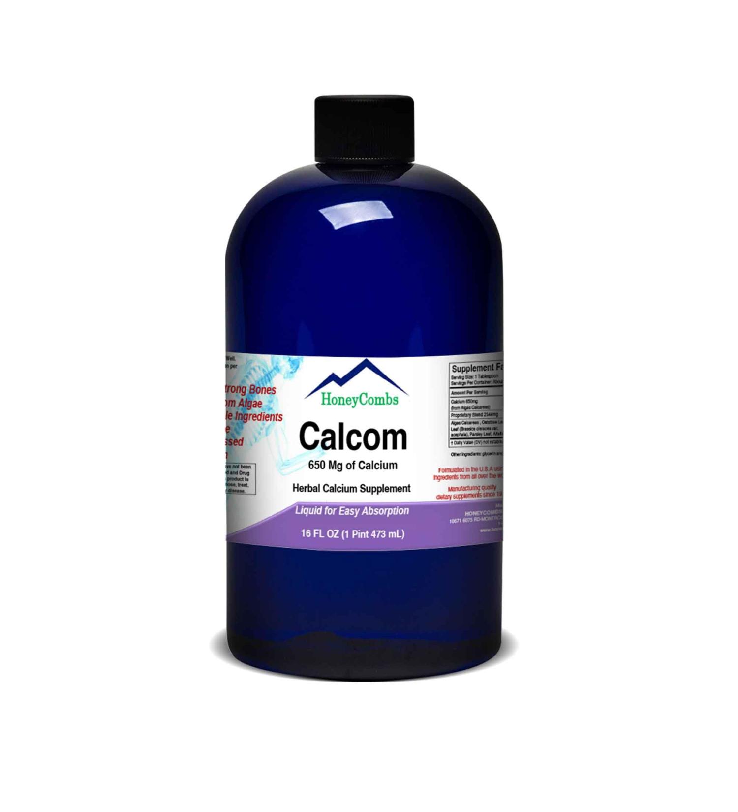 Calcom Calcium Complex Calcium Magnesium Amino Acid & Herbal Blend - Alcohol-Free Oral Calcium Drops - Liquid Calcium Supplement for Bones and Teeth Vegan Mineral Liquid 16 Oz - Buy Online on GoSupps.com