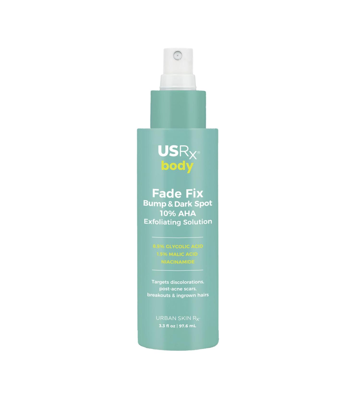Urban Skin Rx Fade Fix Body Spray | 10% AHA Exfoliating Solution for Dark Spots Bumps & Scars | Treat Discoloration with Salicylic & Glycolic Acid | 3.3 Fl Oz - Buy Online on GoSupps.com