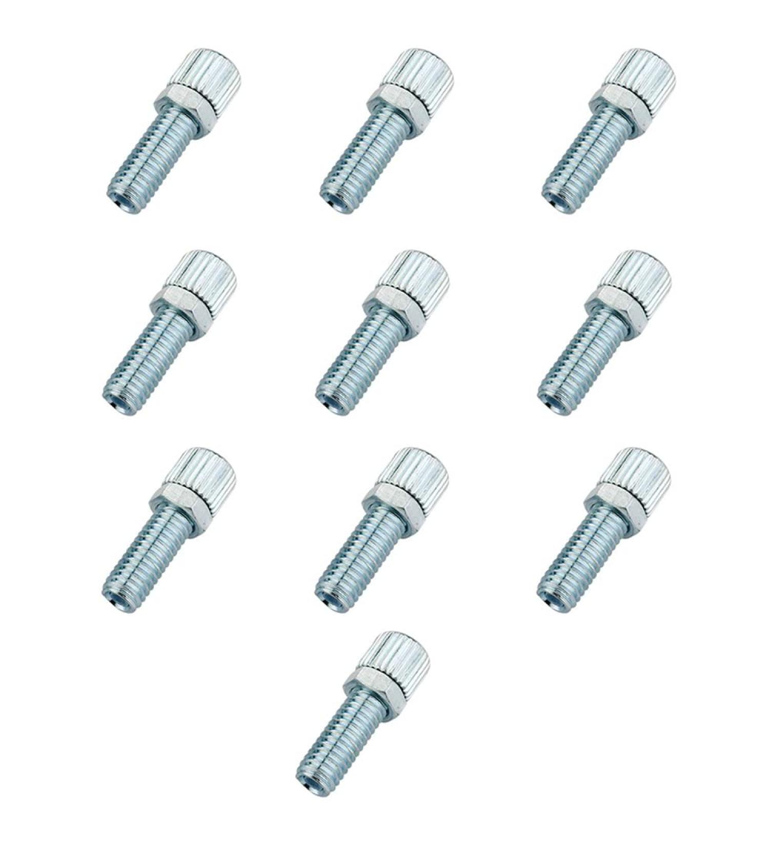 CYCLEZ Premium 6mm Brake Caliper Barrel Adjusters, Steel, Silver Barrel Adjuster Bolt with Locknut, 10 Pack