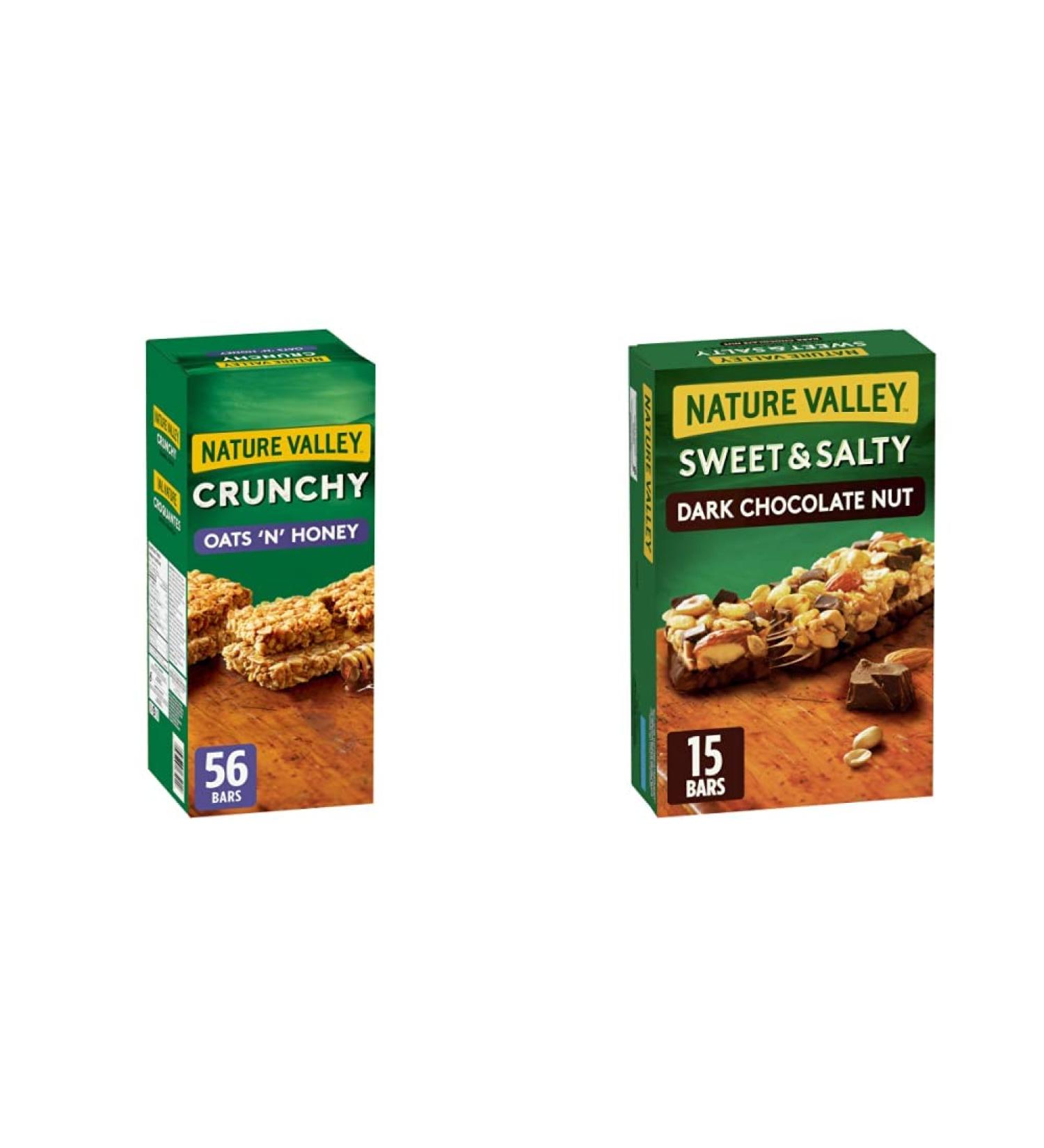 Nature Valley Crunchy Oats 'n' Honey Granola Bars & Sweet & Salty Dark Chocolate Nut Granola Bars 15 Count - Buy Online on GoSupps.com