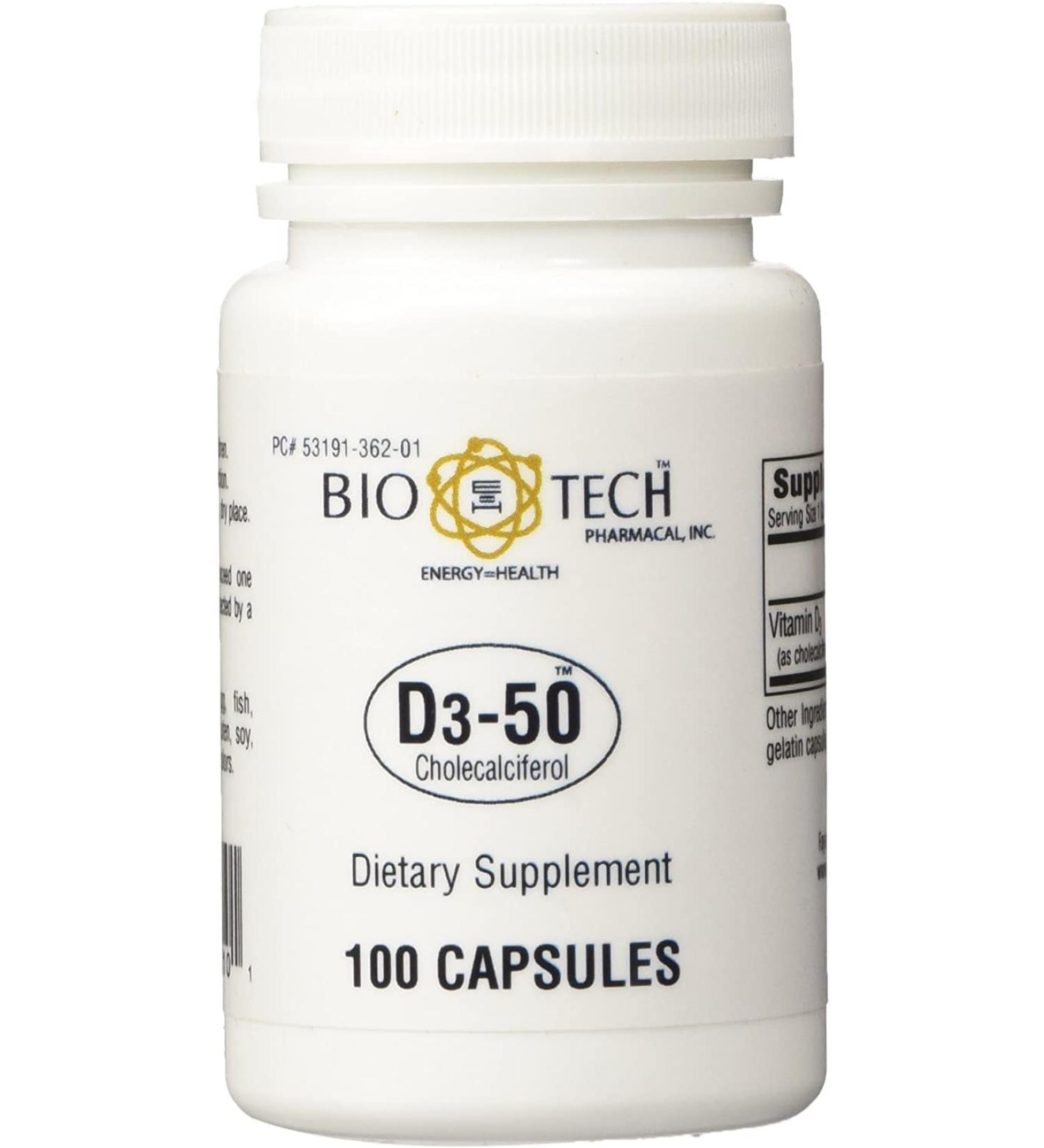 D3-50 50 000iu - Bio-Tech Pharmacal - 100 Capsules - Pack of 2 - Buy Online on GoSupps.com