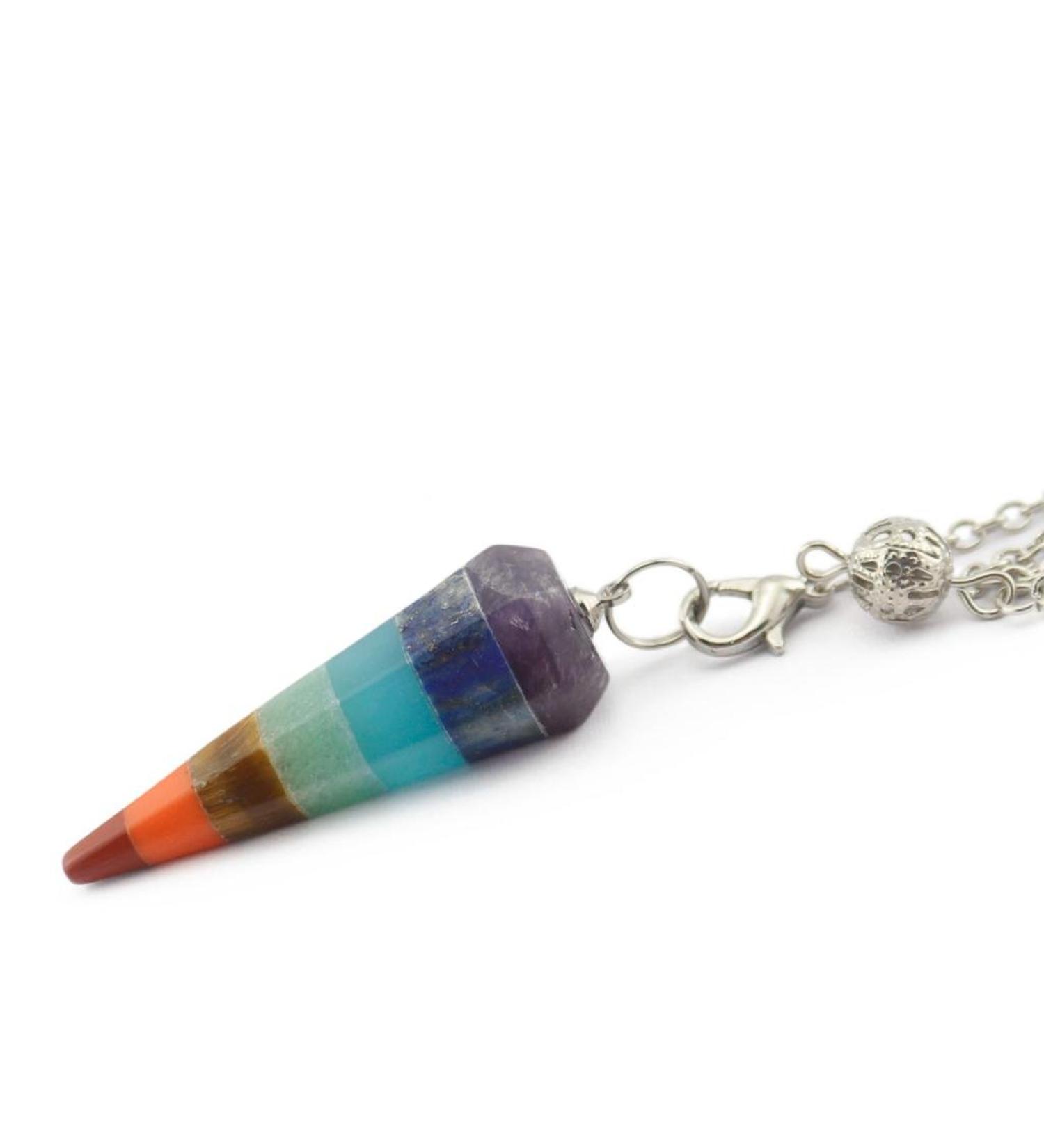 Reiki Energy Healing Crystal Point Dowsing Pendulum Dowser With 7 Chakra Type - Buy Online on GoSupps.com