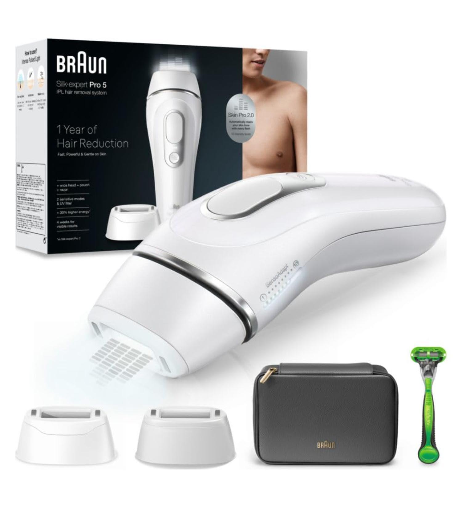 Buy Braun IPL Silk Expert Pro 5 for Women | Effective Hair Removal Device | Includes Gillette Razor & 2 Attachments | Alternative to Laser | Designed in Germany - PL5145 - Buy Online on GoSupps.com