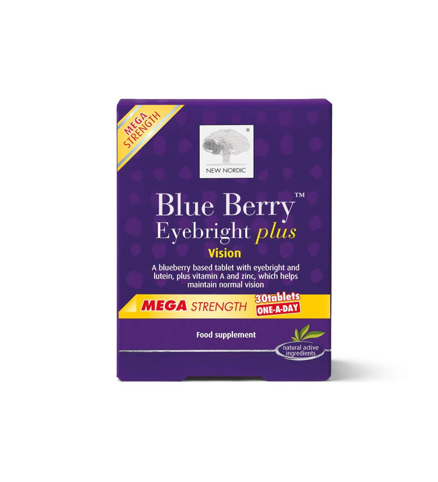 New Nordic Blueberry Eyebright Plus Mega Strength - 30 One-A-Day Natural Eye Supplement Tablets - Buy Online on GoSupps.com