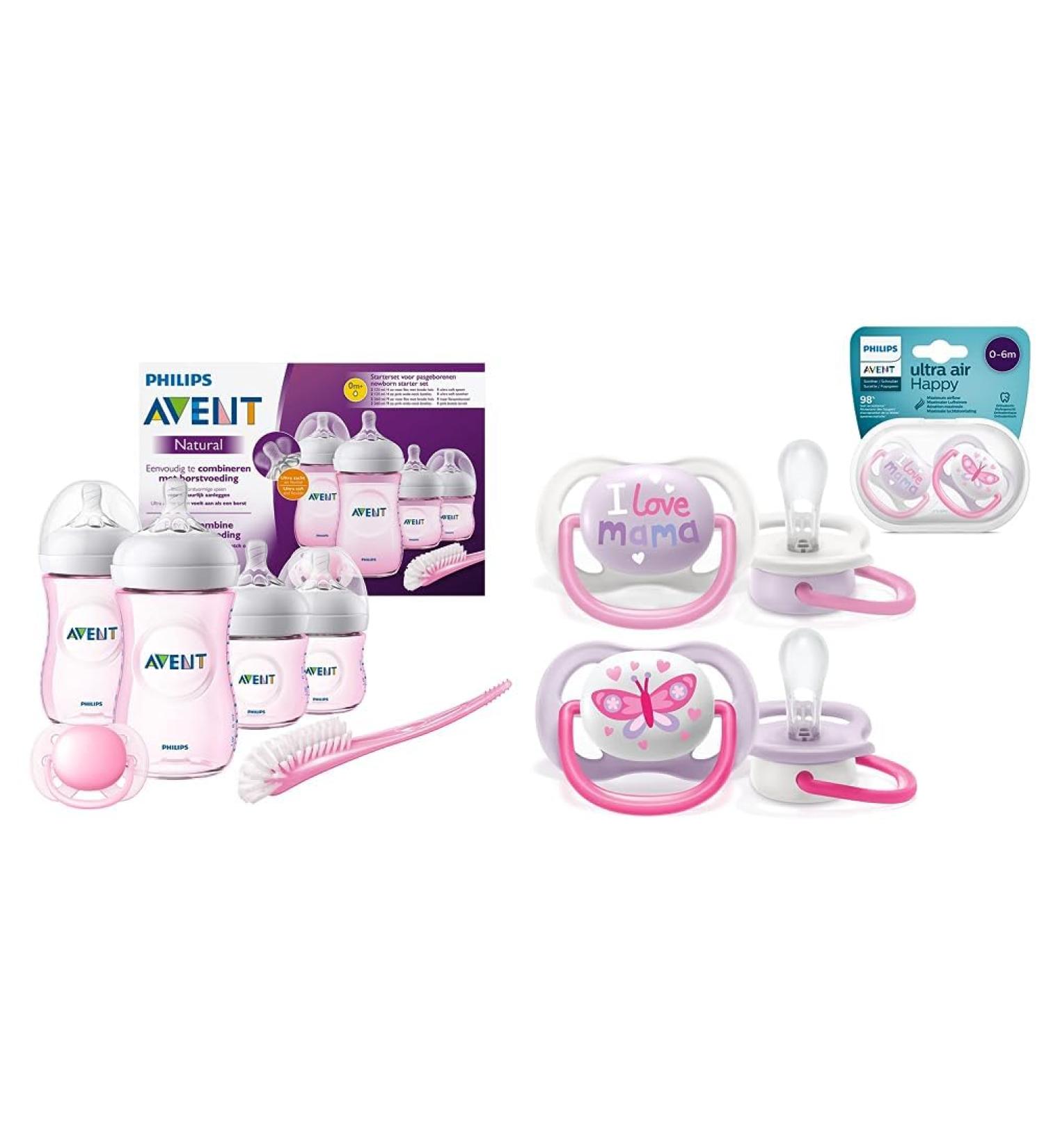 Philips Avent Baby Bottle for Newborns & Ultra Air Pacifiers - BPA-Free Transparent Pink SCD301/03 - Perfect for 0-6 Months - Buy Online on GoSupps.com