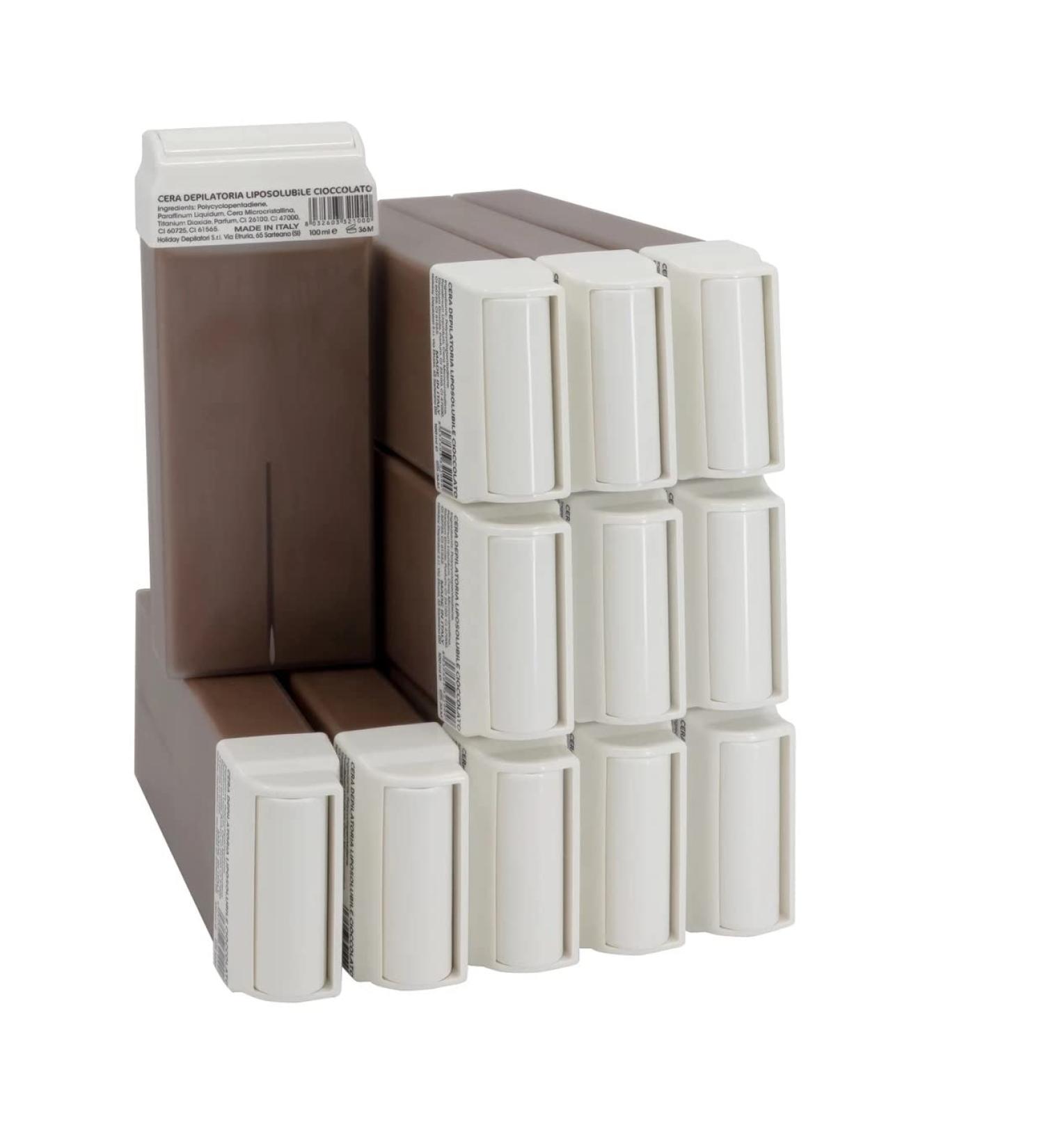 EpilWax Set of Roll-On Cartridges for Hair Removal - Large 100 ml Roll-on Waxing Refills (Chocolate Set of 12) Chocolate 100 ml (Pack of 12) - Buy Online on GoSupps.com