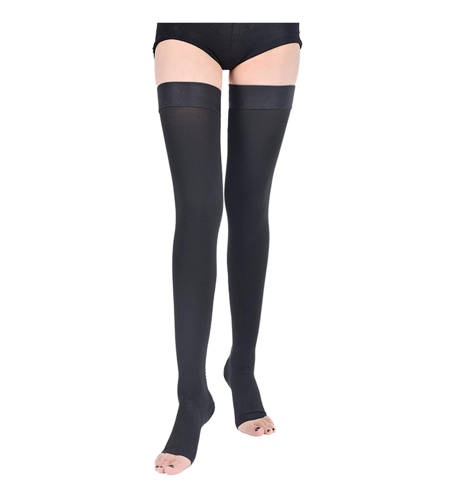Medical Grade Aciyd Compression Stockings | Firm Support Opaque Open Toe for Varicose Veins | Nursing | XL (Black M) | International Shipping - Buy Online on GoSupps.com