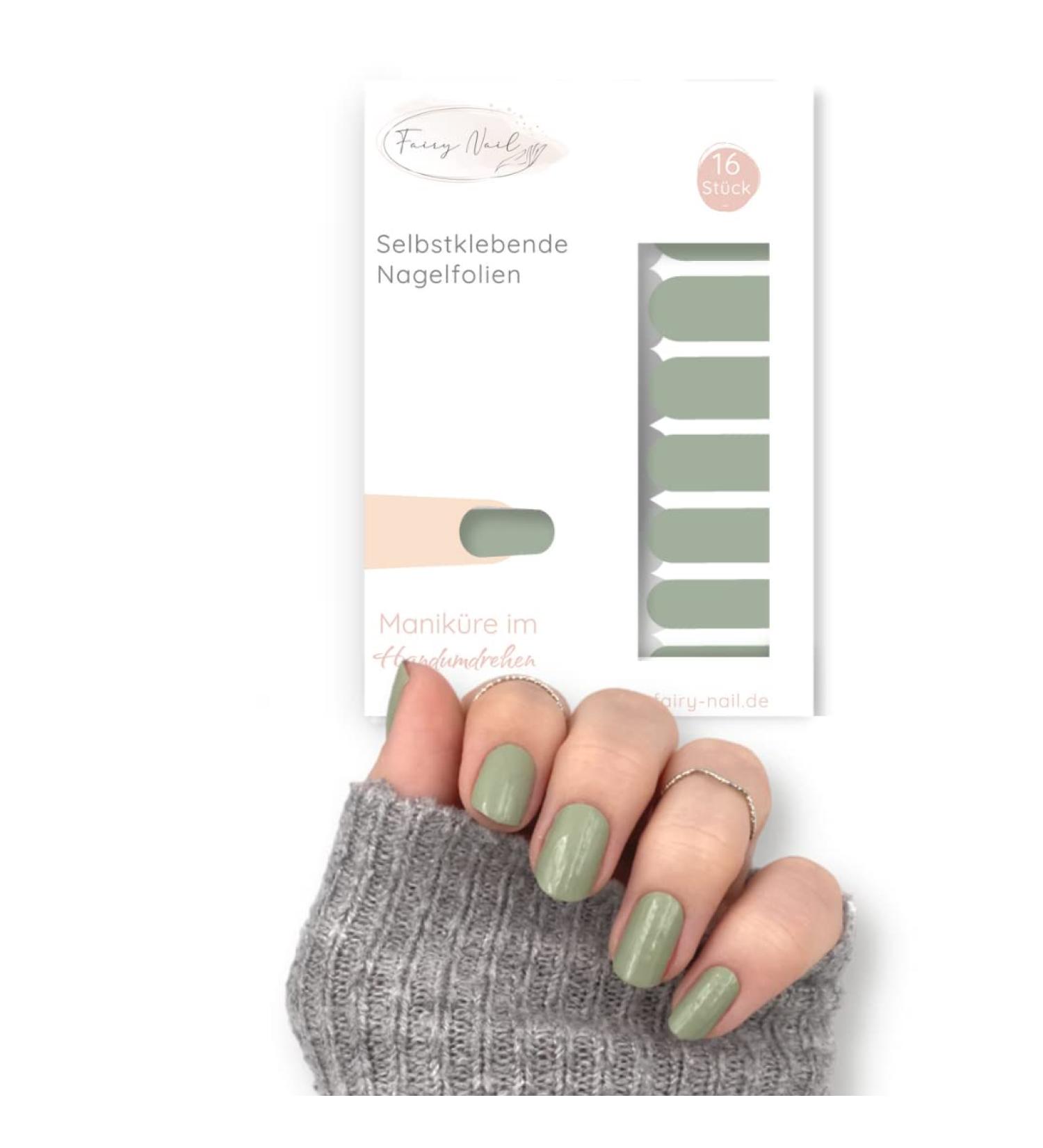 Buy Fairy Nail Foils in Olive - 16 Easy Nail Polish Strips for Perfect Home Manicure | Green Nail Stickers - Buy Online on GoSupps.com