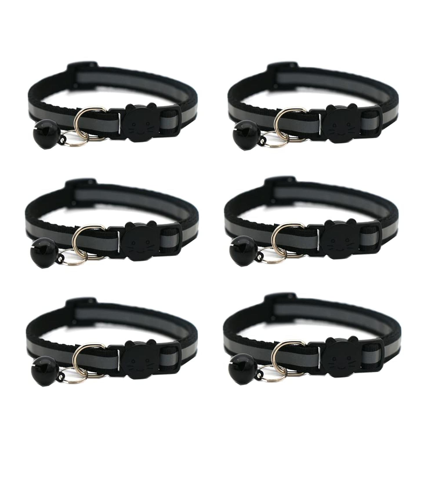 Hepplly 6-Pack Cat Collars - Quick Release Reflective Kitten Collars with Bell (Black) | International Shipping - Buy Online on GoSupps.com
