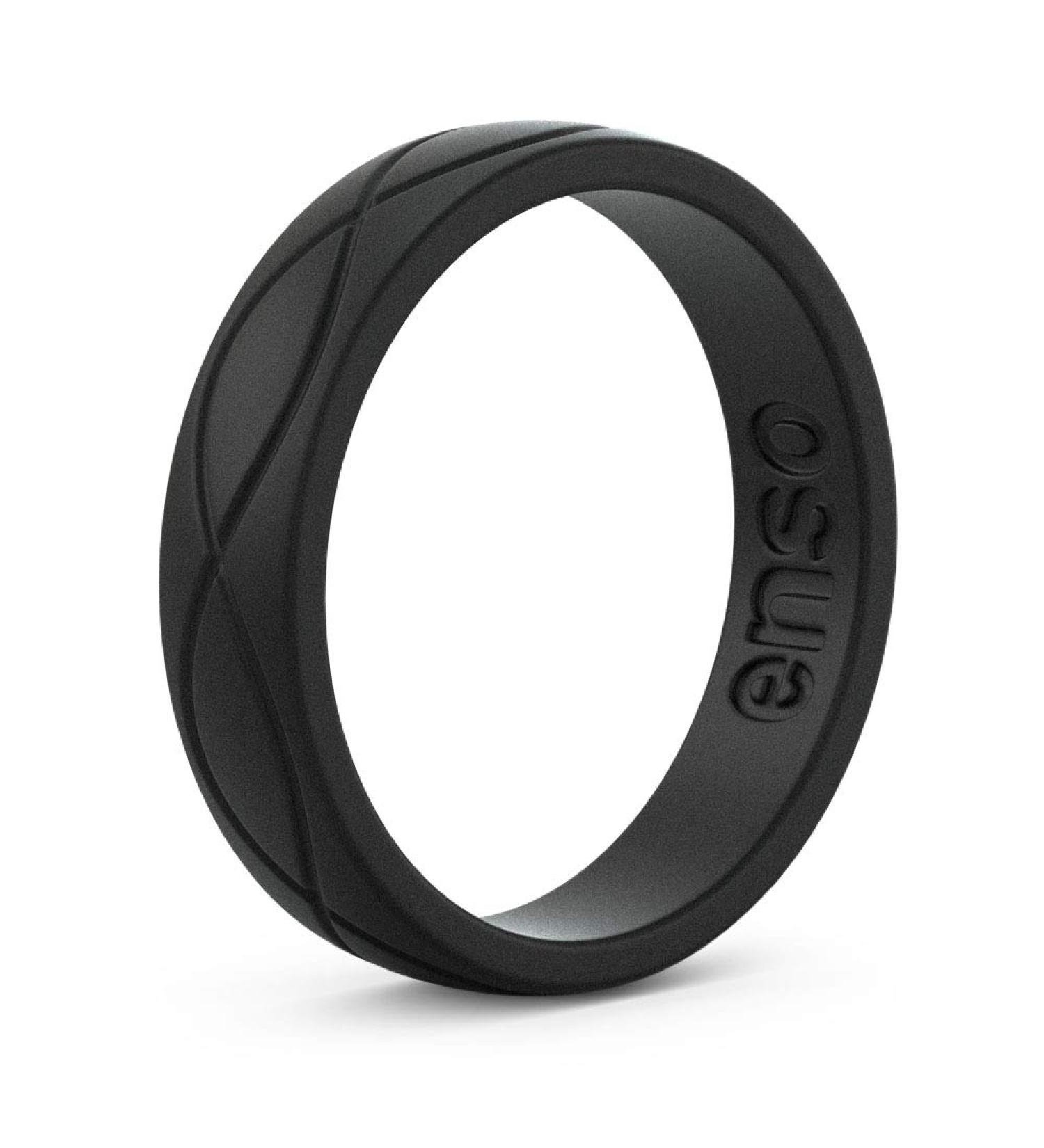 Enso Rings Women's Infinity Silicone Wedding Ring - Hypoallergenic & Comfortable Band for Active Lifestyle - Obsidian, Size 7 - Buy Online on GoSupps.com