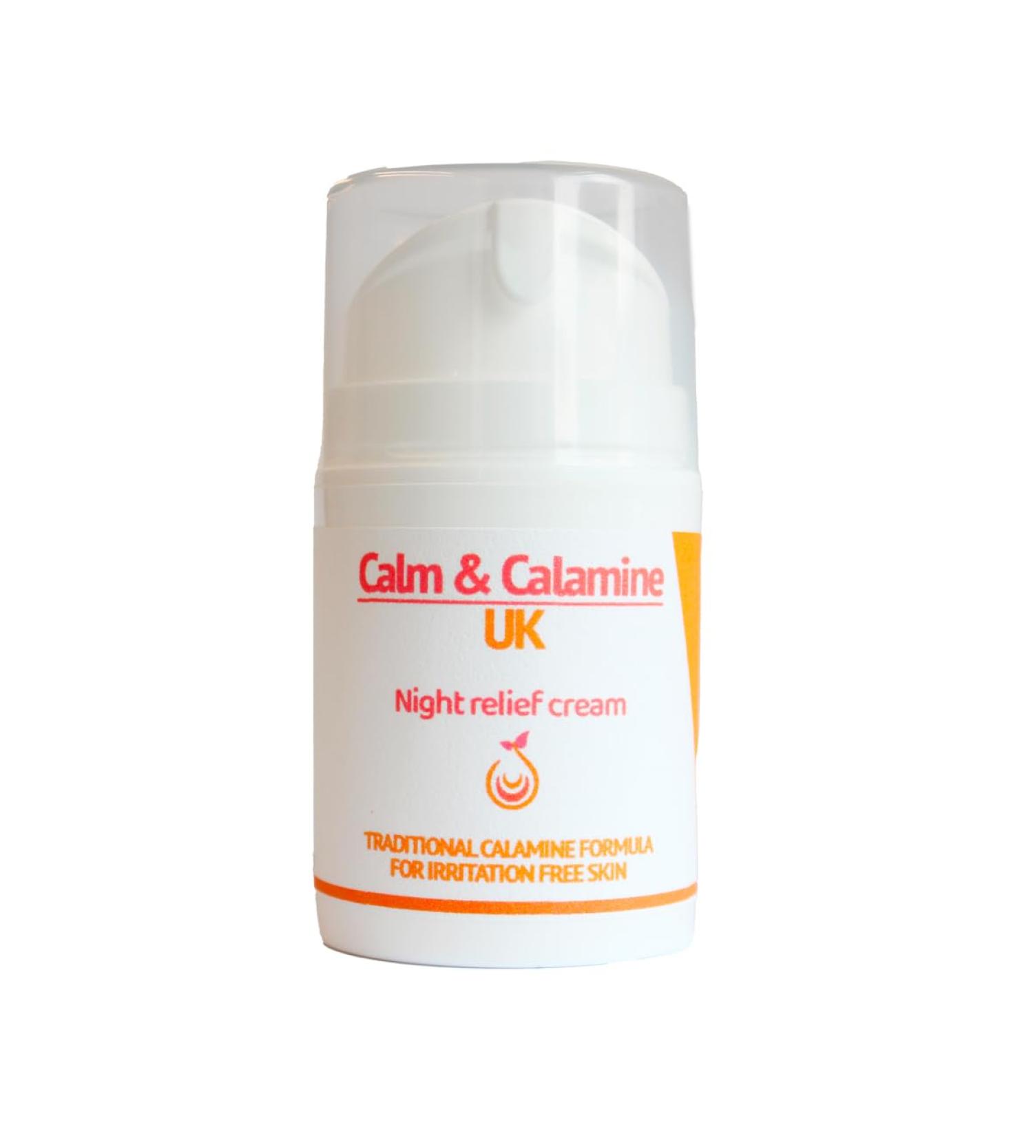 Calm & Calamine UK Night Relief Cream for Skin Irritation 50ml with Witch Hazel Rosewater Lavender Calamine - Buy Online on GoSupps.com
