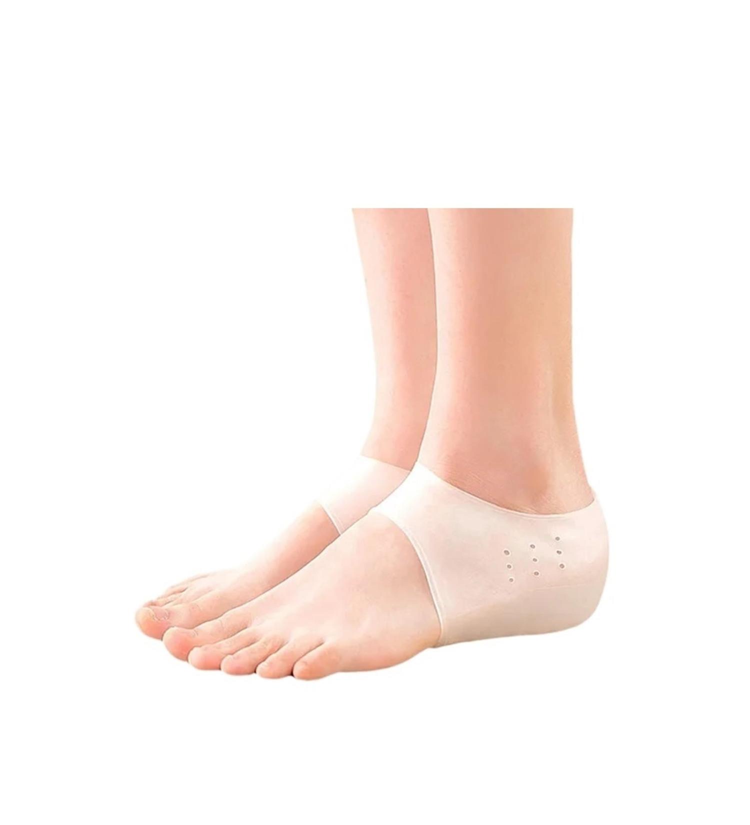 Unisex Invisible Height Increase Gel Heel Pads - 2.5-6CM Silicone Socks with Arch Support & Foot Massage - Orthopedic Cushion (White 6.5cm - Buy Online on GoSupps.com