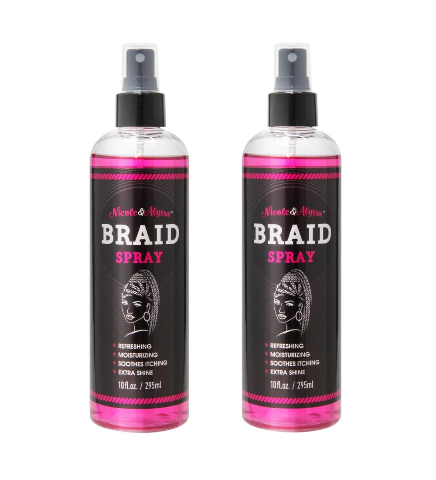 Nicole & Alyssa - Braid Spray 10oz - Braid Sheen Refreshing Moisturizing Soothes Itching Extra Shine (Pack of 2) 10 Fl Oz (Pack of 2) - Buy Online on GoSupps.com