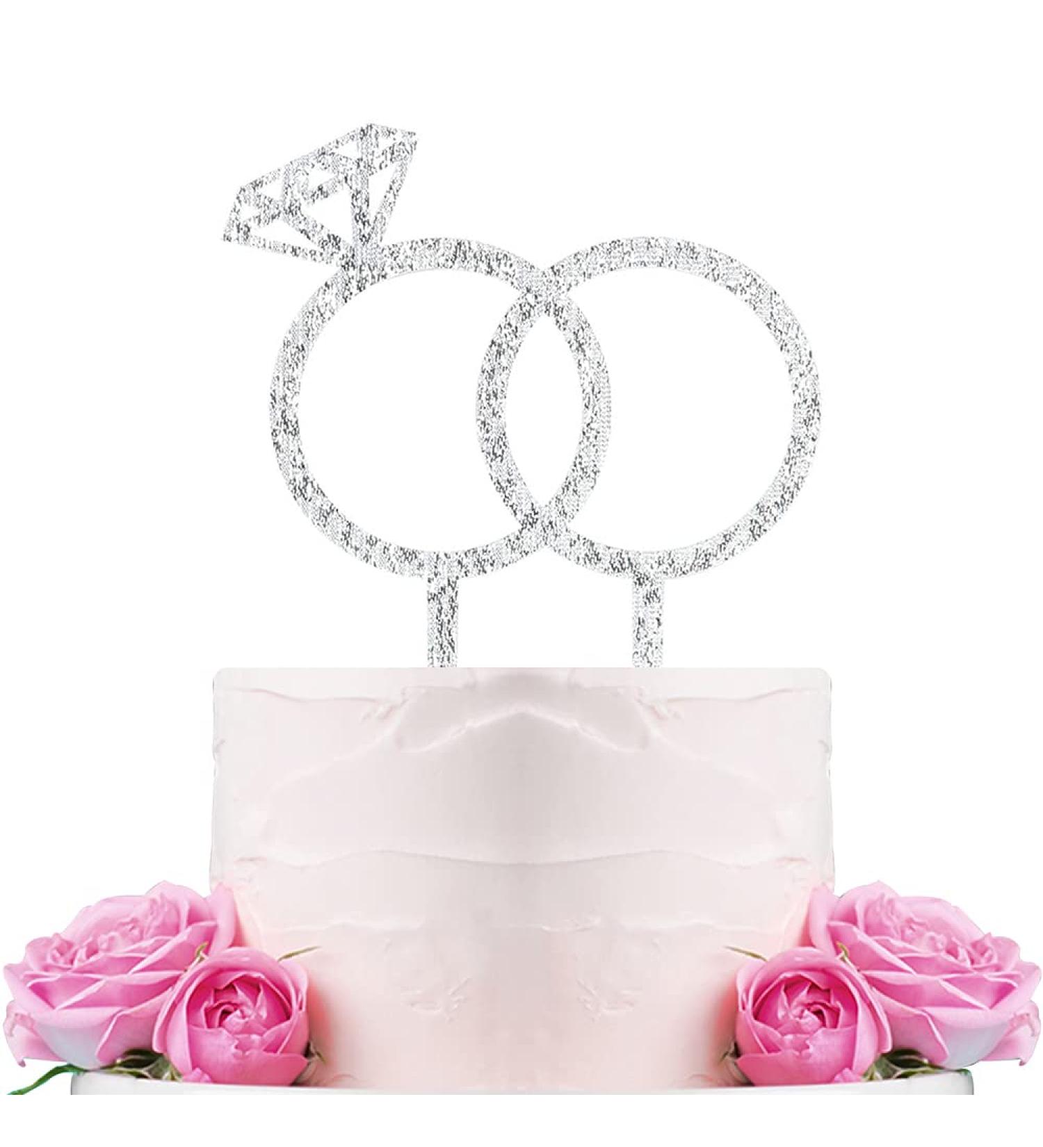 Diamond Ring Cake Topper - Engagement Wedding Bridal Shower Valentine Party Decoration - Buy Online on GoSupps.com