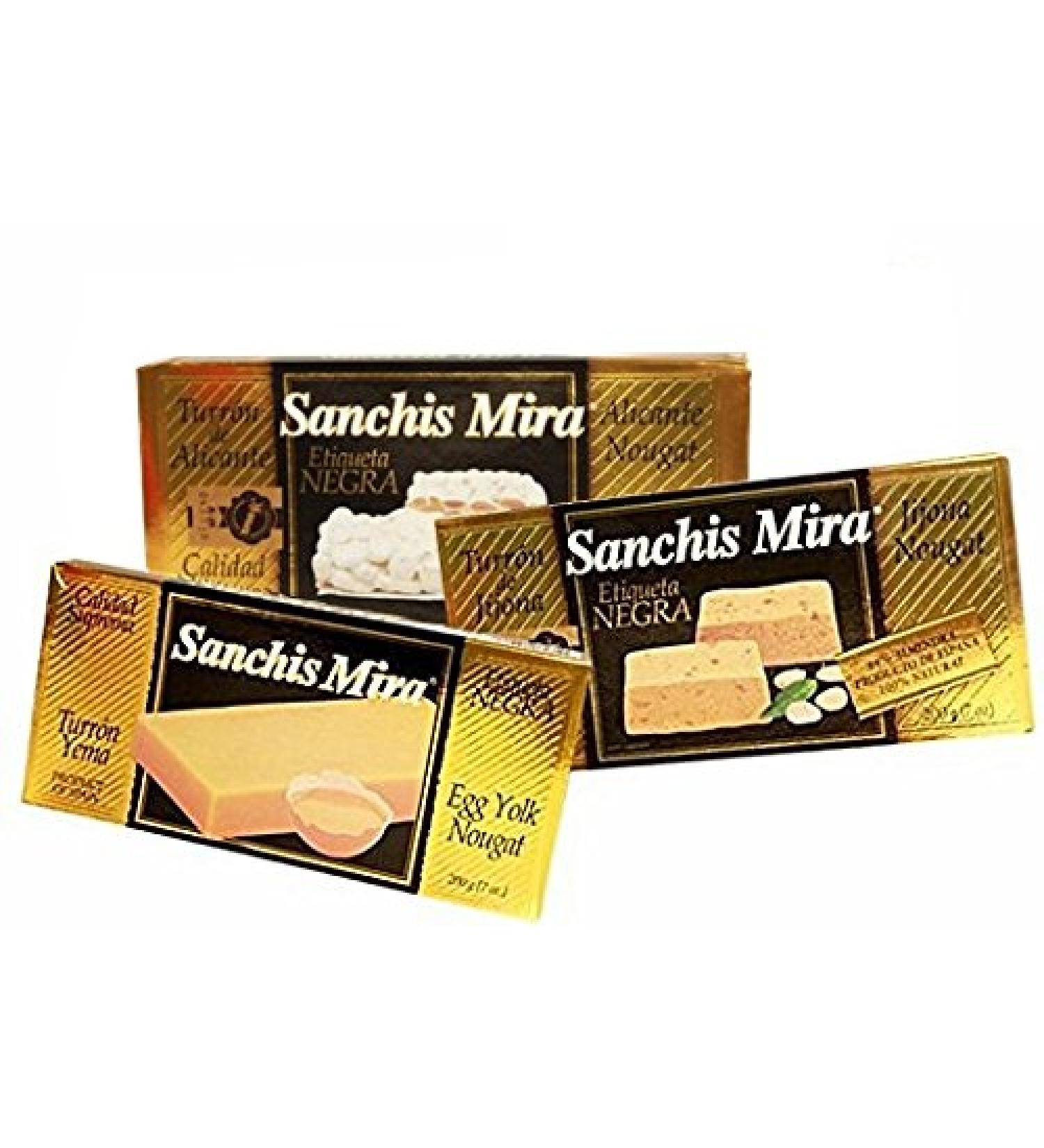 Sanchis Mira Turron Combo Pack 1 Jijona, 1 Alicante, 1 Yema . Pack of 3