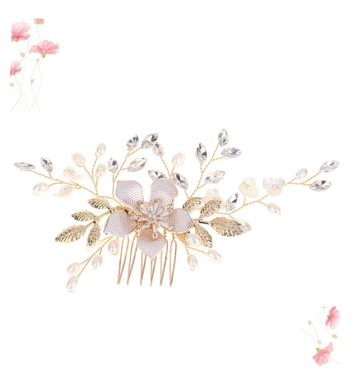 Beatifufu 1 PC Rhinestone Hair Comb Rhinestone Hair Clip Pearl Hair Barrettes Bridal Headpiece Pearl Hair Pin Hair Comb for Bride Tiara for Bride Wedding Pearl Hair Clip Rhinestone Barrettes - Buy Online on GoSupps.com