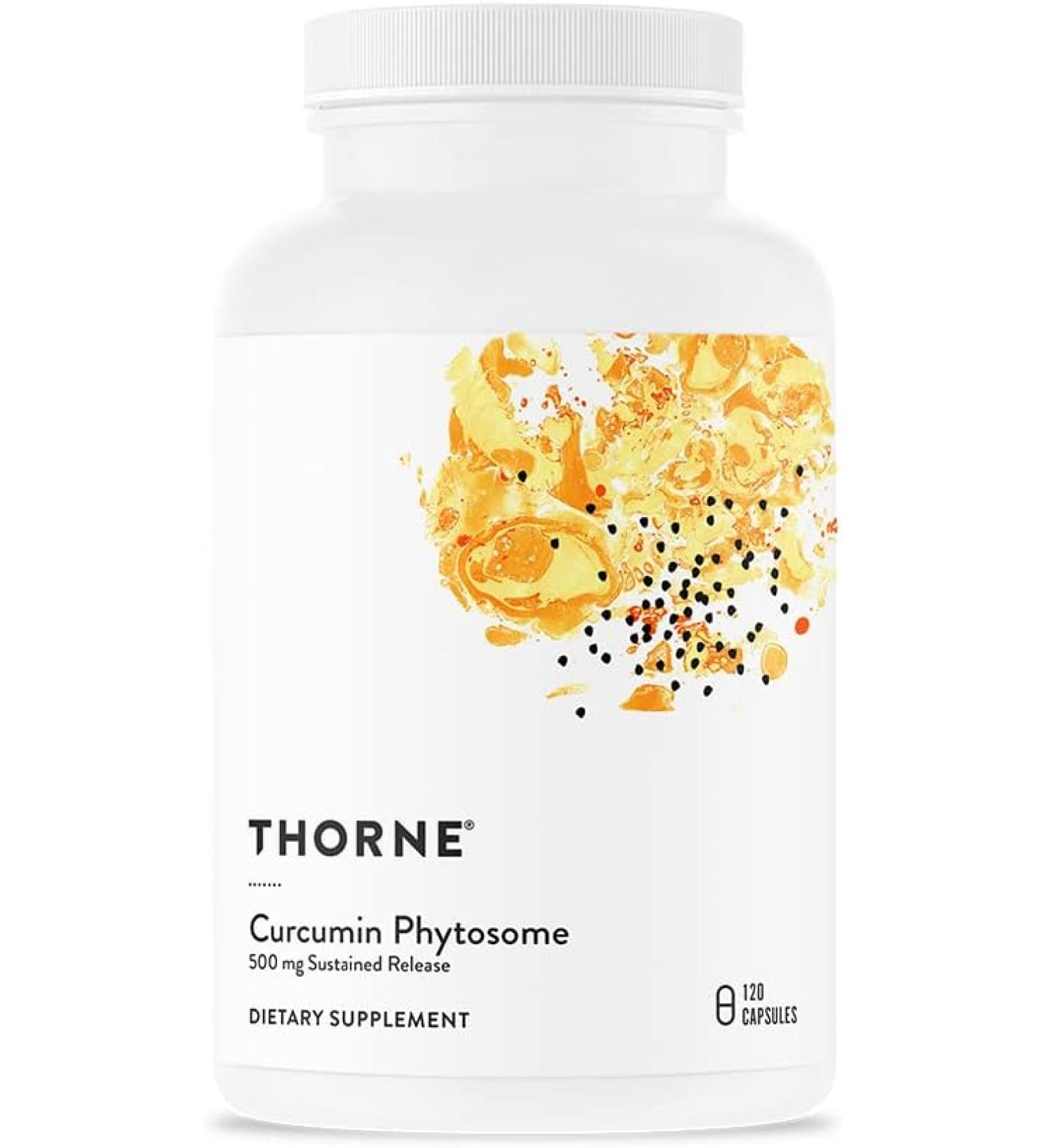 THORNE Curcumin Phytosome 500 mg (Meriva) - Sustained Release, Clinically Studied, High Absorption - Supports Healthy Response in Joints and Muscle - 120 Capsules - 60 Servings - Buy Online on GoSupps.com