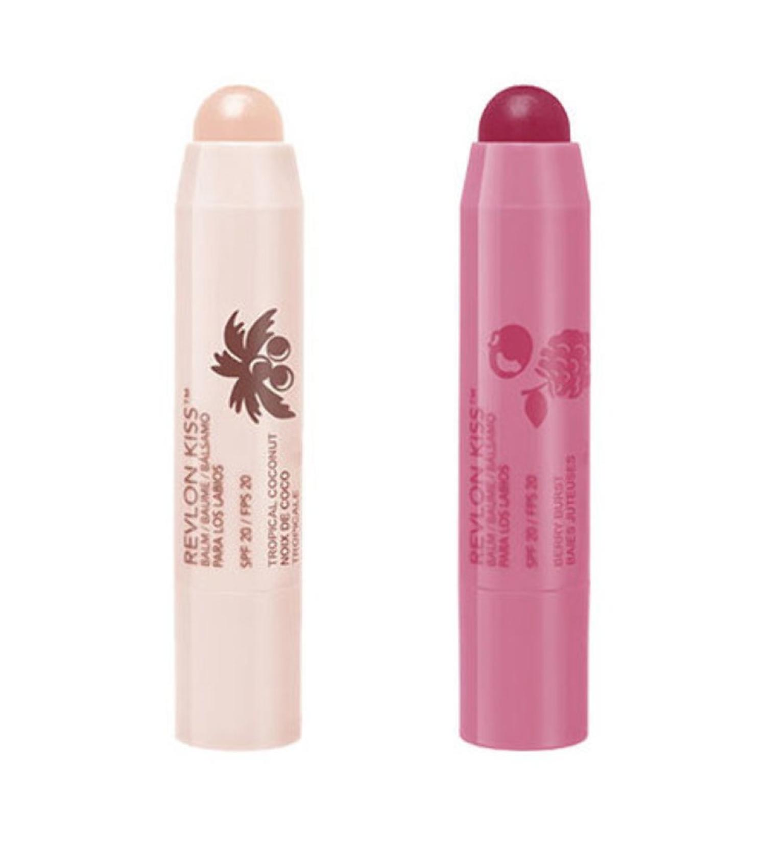 Revlon Kiss Lip Balm Tropical Coconut & Berry Burst  .09oz each