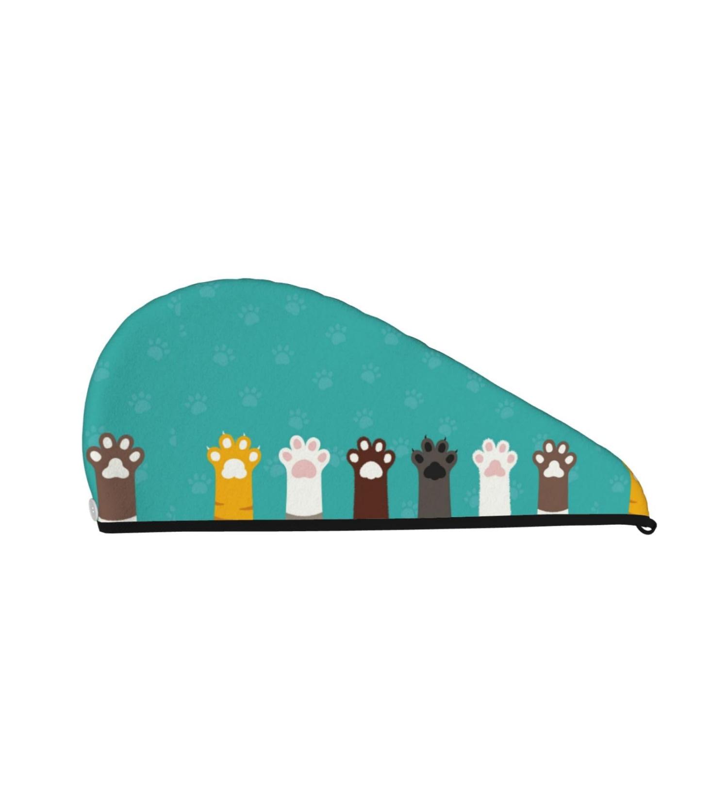 Hair Towel Wrap | Quick Drying Towel Turban for Hair | Cute Cat Paw & Dog Design - Buy Online on GoSupps.com