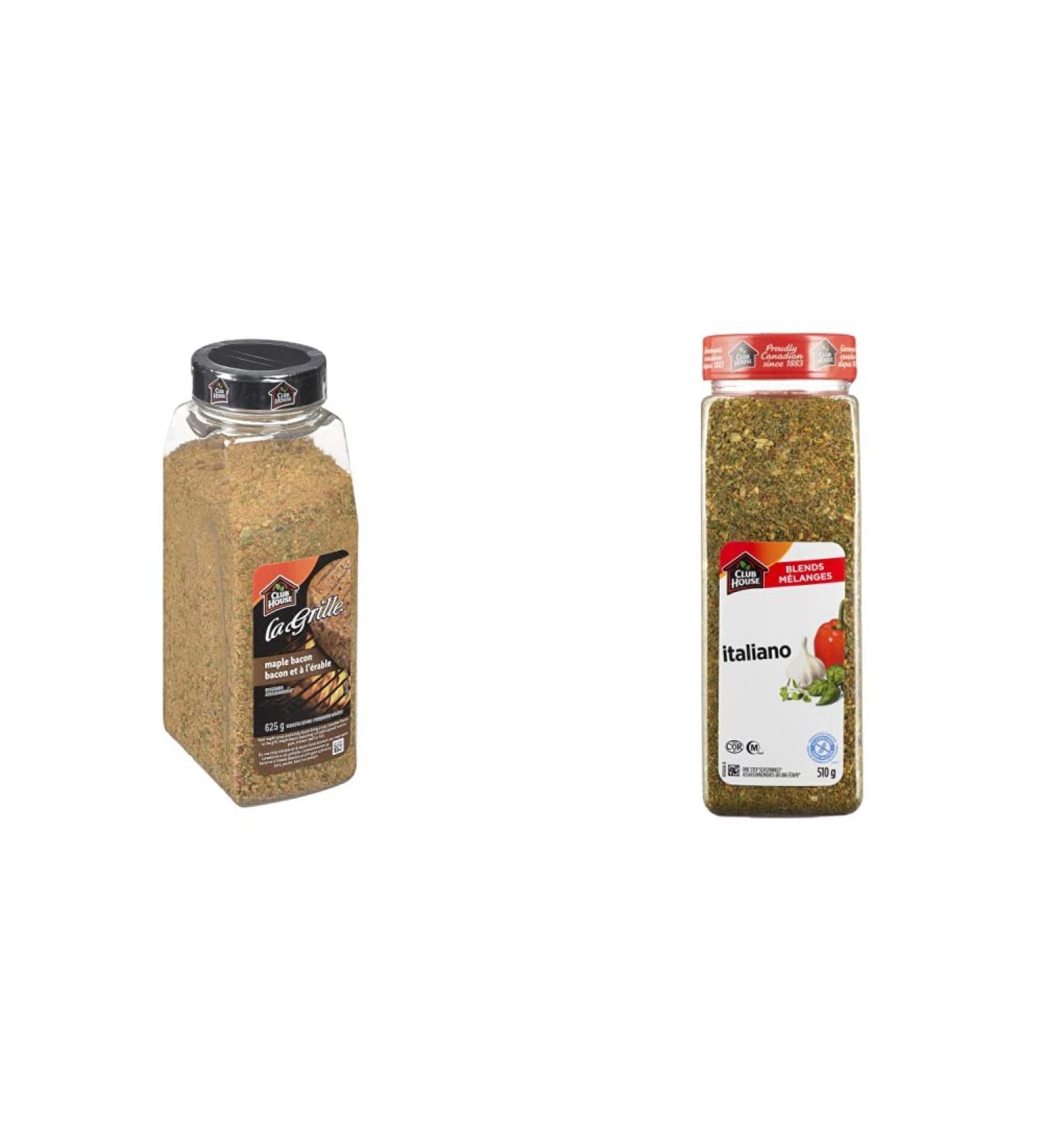Club House La Grille La Grille Grilling Made Easy Maple Bacon Seasoning 625g & Quality Natural Herbs and Spices One Step Seasoning Italiano 510g (17.99oz) Product of Canada - Buy Online on GoSupps.com