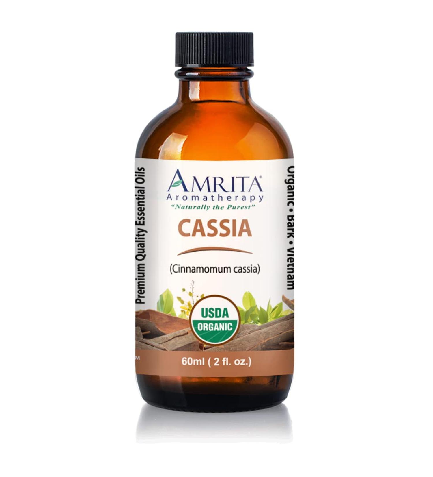 Amrita Aromatherapy: Organic Cassia Essential Oil 100% Pure and Undiluted Cinnamomum Cassia Premium Quality Aromatherapy Oil Tested and Verified Size: 60mL (2 Fl. Oz.) - Buy Online on GoSupps.com