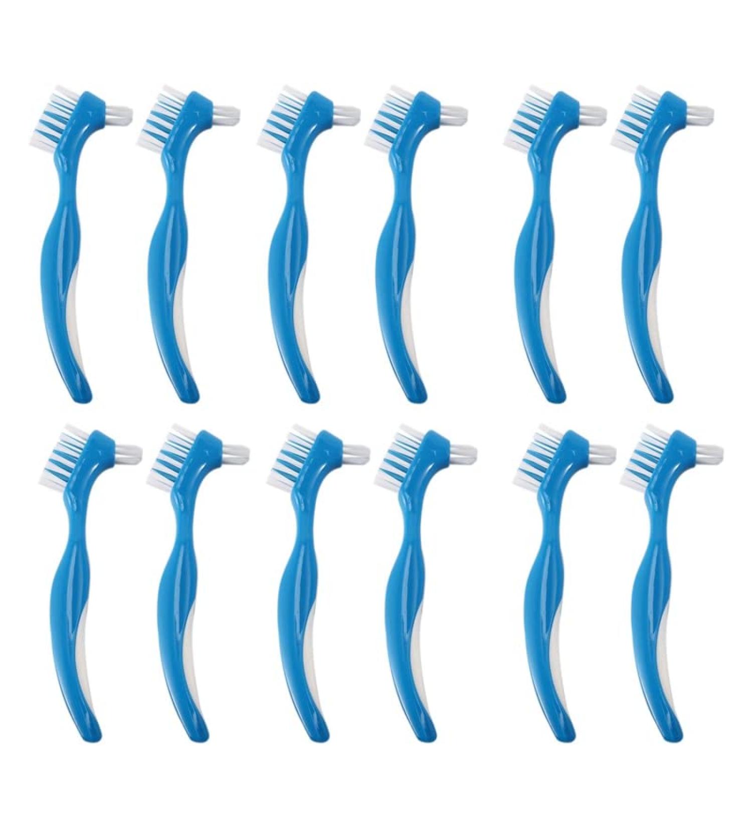 Jesnoe 12 Pack Denture Brush Hard Denture Cleaning Brush Teeth Brush Toothbrush - Buy Online on GoSupps.com
